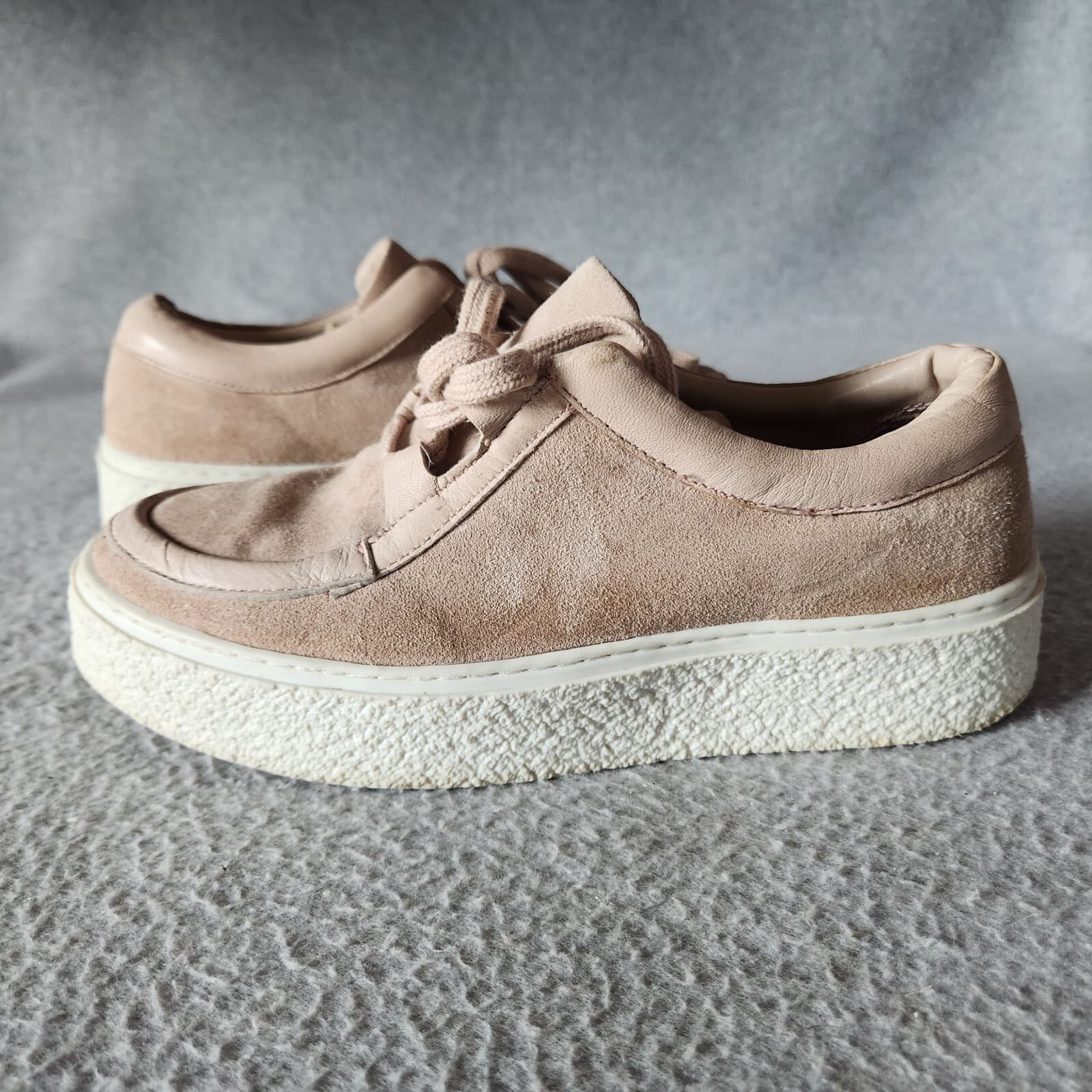SEY by Seychelles Leather Suede Platform Sneaker Lace Up Beige Women's US7.5 - Thumbnail 2