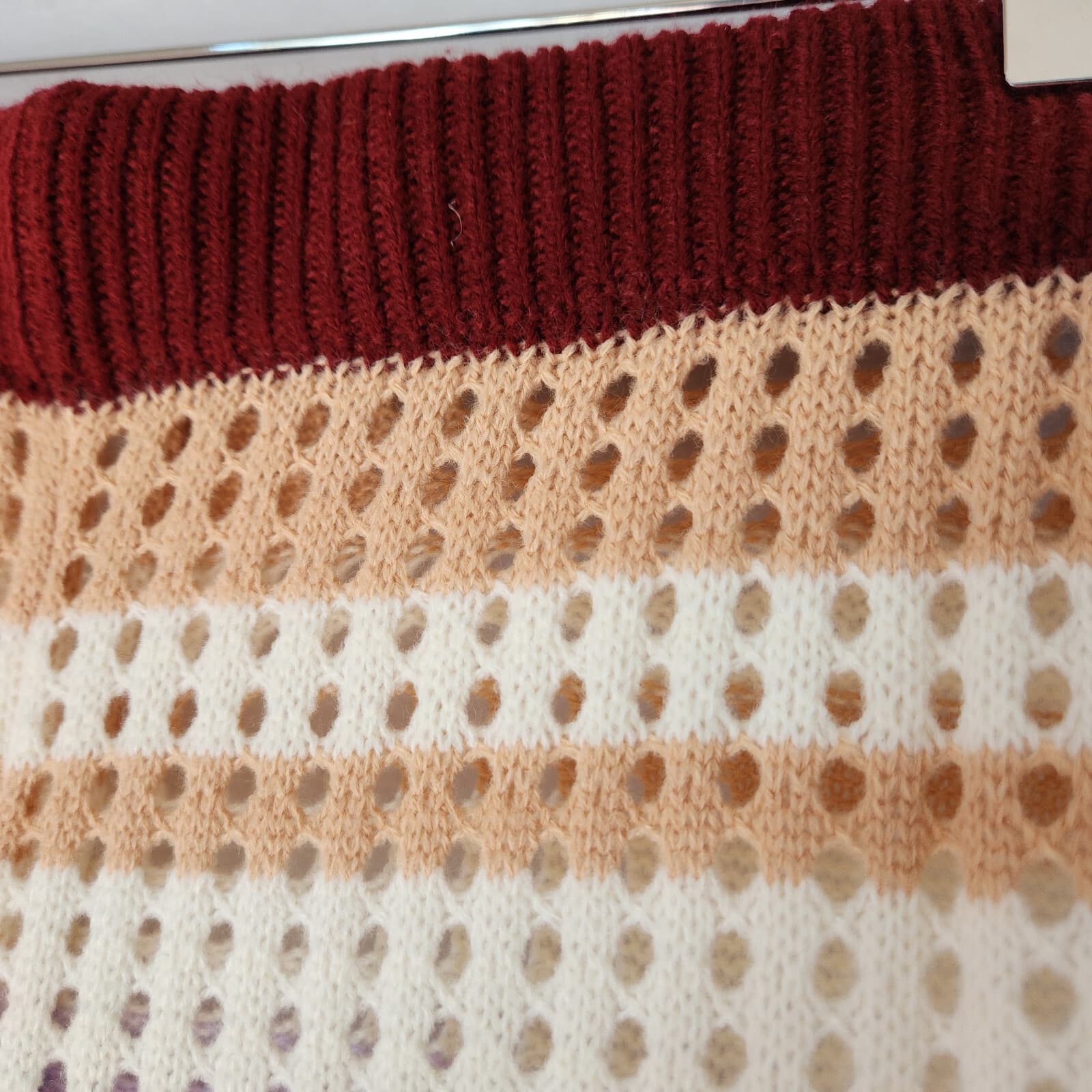 LOVEU.DEAR Knitted Crochet Beach Casual Pants Women M Elastic Waist Color Block - Thumbnail 6