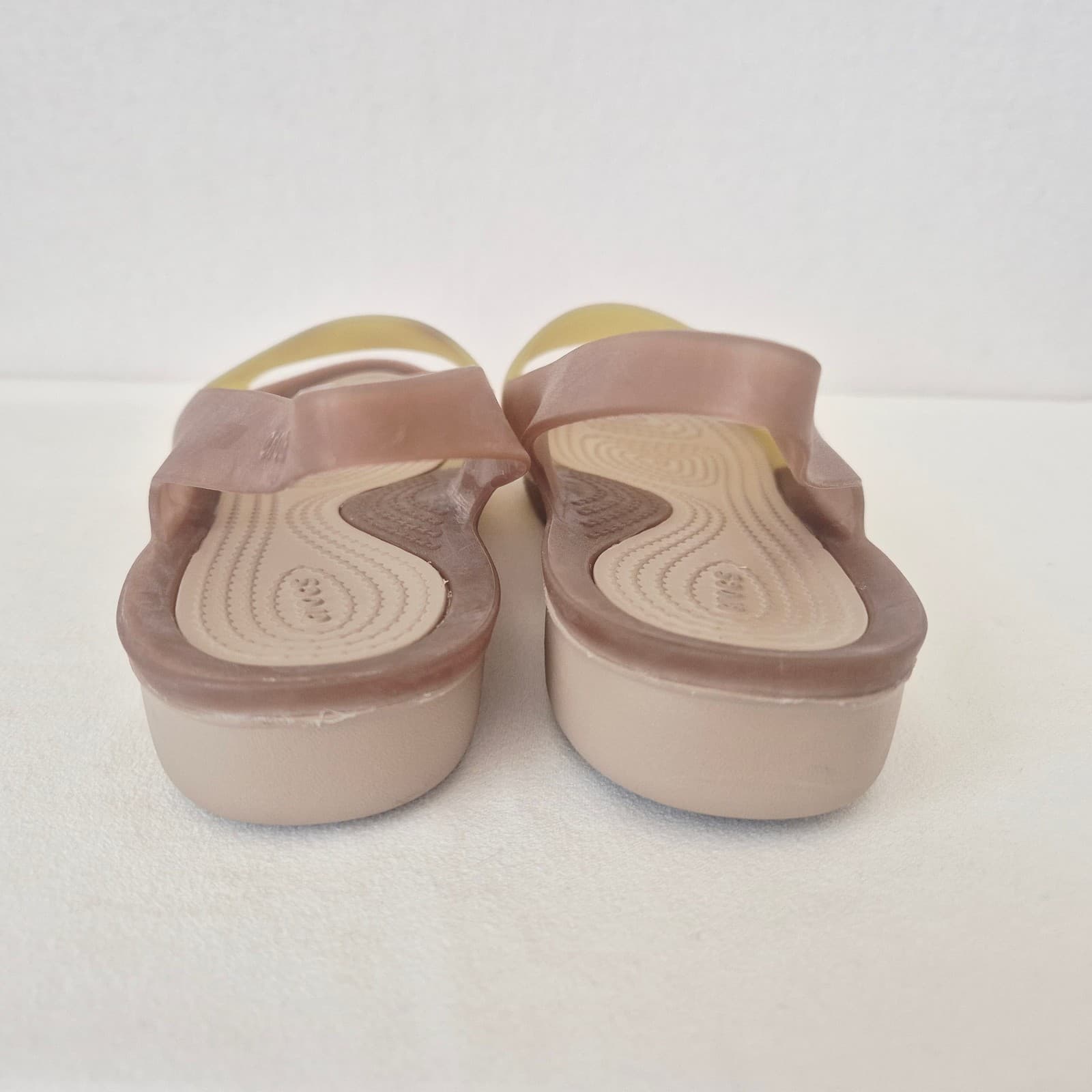 Crocs Colorblock Slingback Flat Sandals Comfort Bronze Tumbleweed Women's 10 - Thumbnail 7