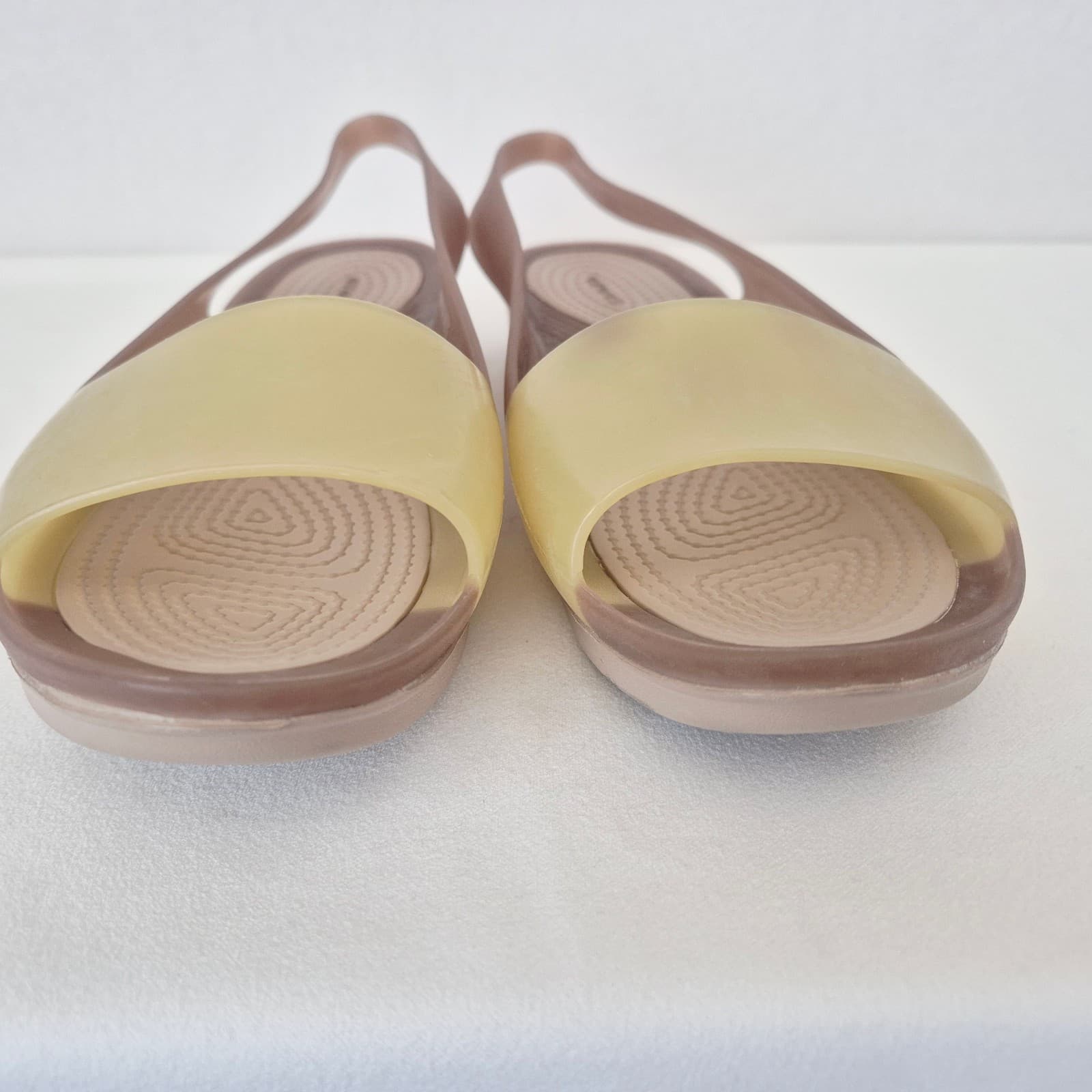 Crocs Colorblock Slingback Flat Sandals Comfort Bronze Tumbleweed Women's 10 - Thumbnail 6