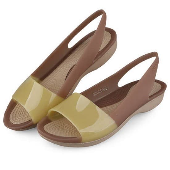 Crocs Colorblock Slingback Flat Sandals Comfort Bronze Tumbleweed Women's 10 - Thumbnail 3