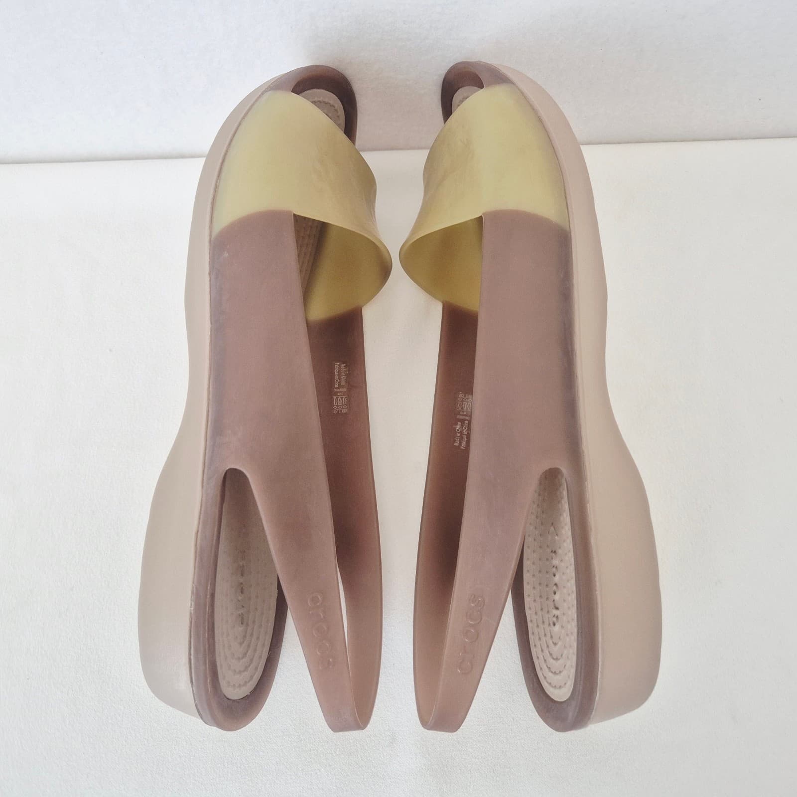 Crocs Colorblock Slingback Flat Sandals Comfort Bronze Tumbleweed Women's 10 - Thumbnail 8