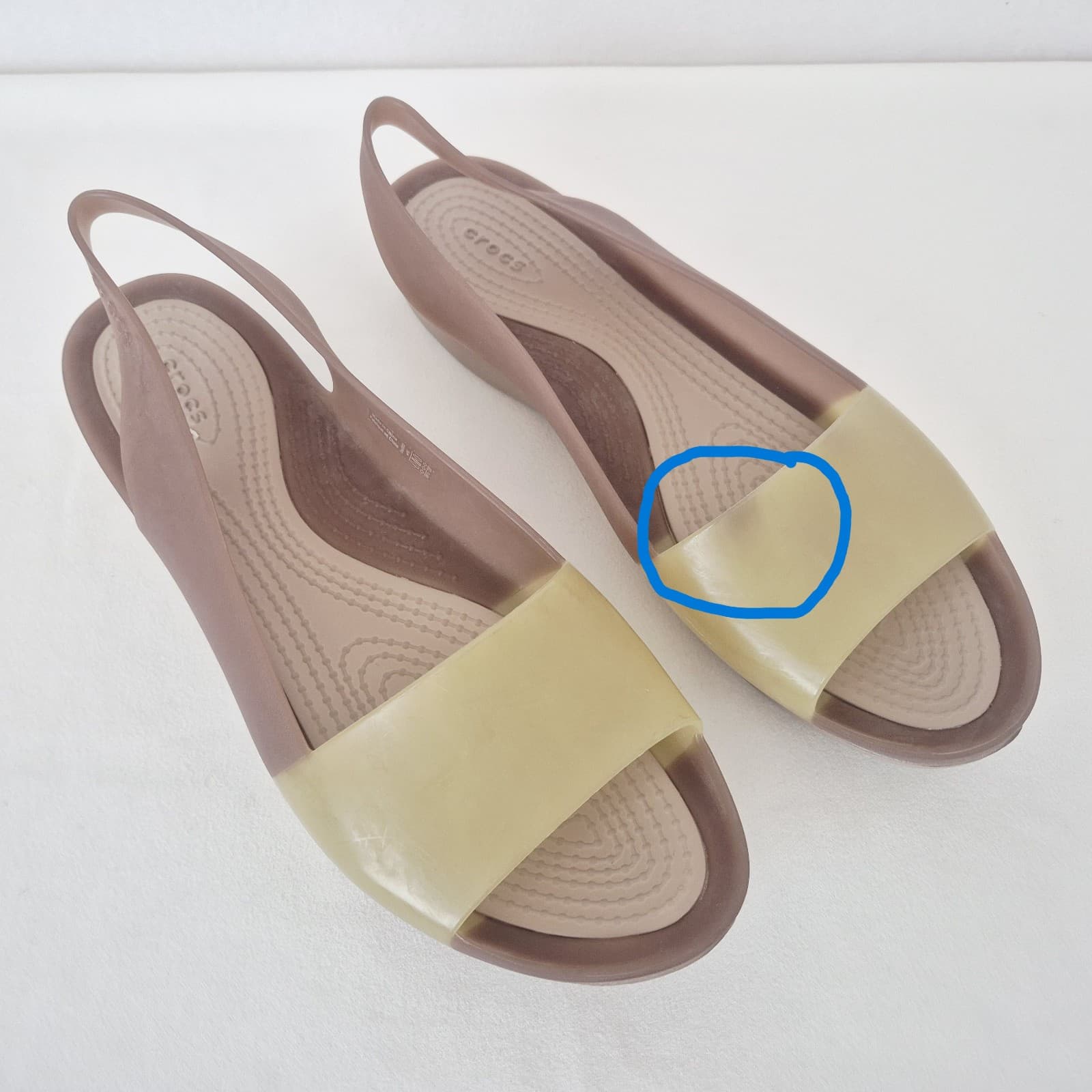 Crocs Colorblock Slingback Flat Sandals Comfort Bronze Tumbleweed Women's 10 - Thumbnail 11