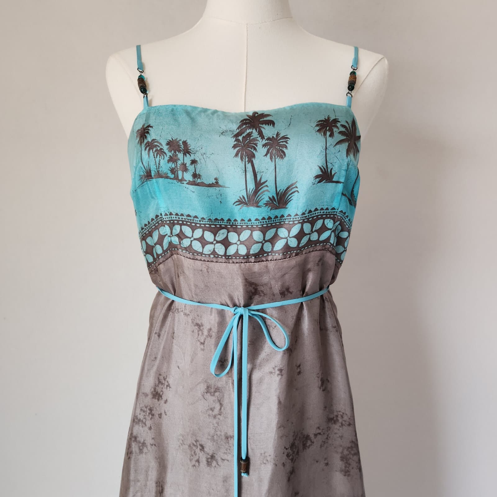 NWT Vintage Laundry by Shelli Segal Silk Maxi Slip Sun Dress Spaghetti Strap 6 - Thumbnail 5