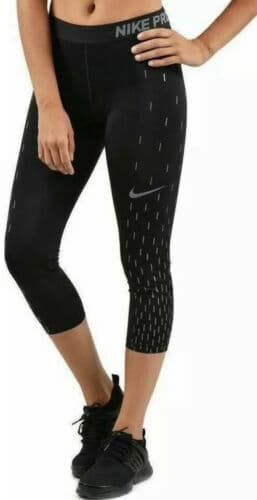 Nike Pro Dri-Fit Cropped Tights Activewear Yoga Pants Graphic Black Women Sz.S