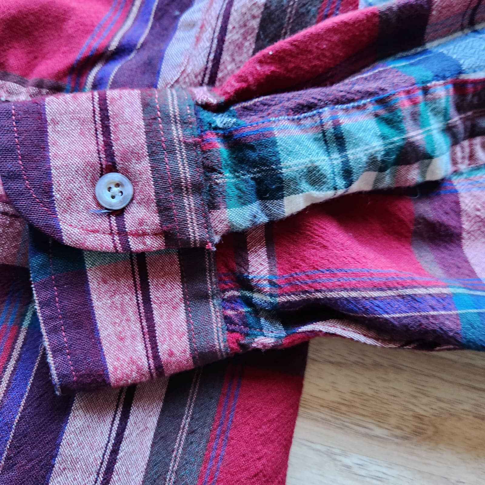 Vintage Pendleton Pure Virgin Wool Plaid Button-Down Shirt Long Sleeve Men's L - Thumbnail 3
