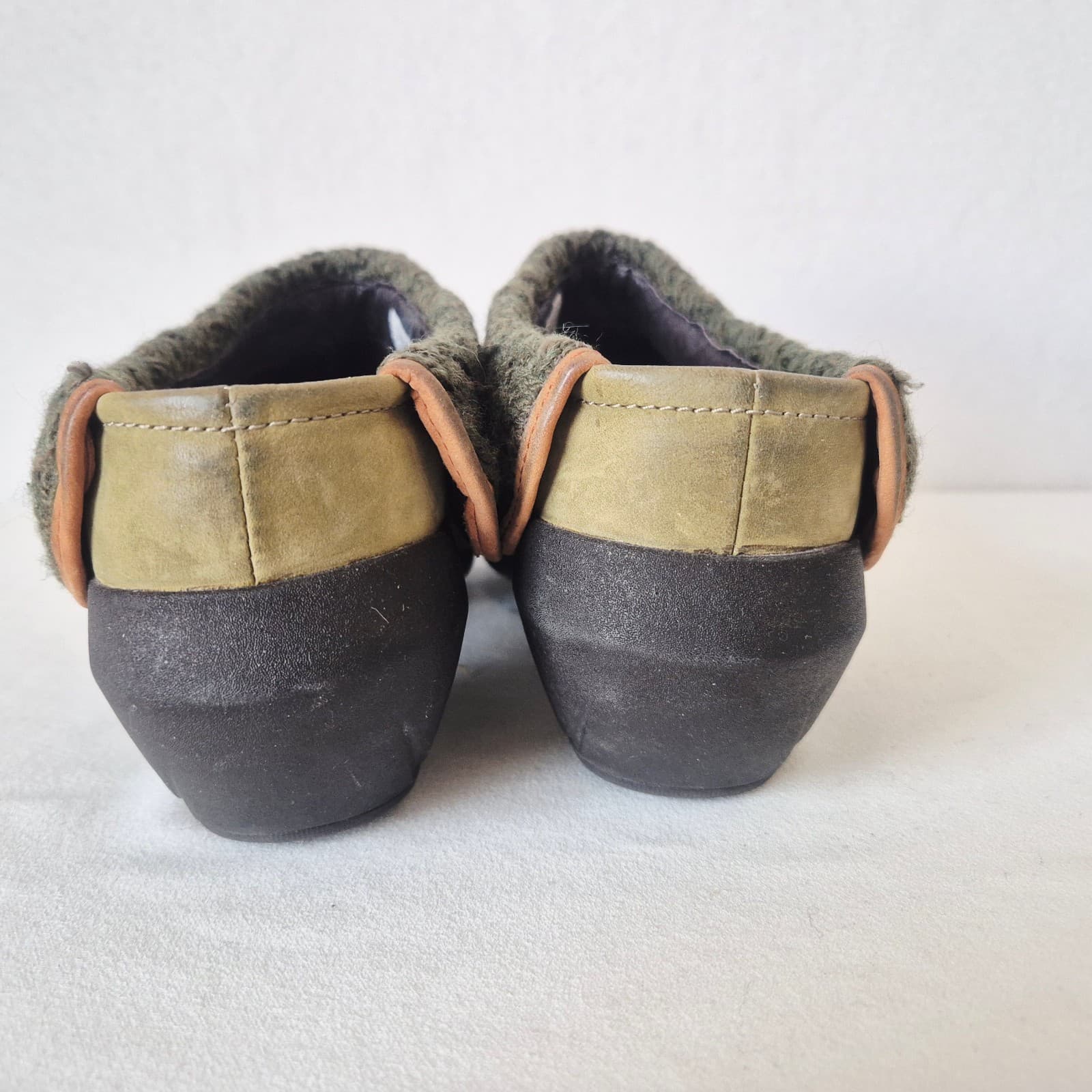 MERRELL Luxe Wrap Knit-Wool Collar Comfort Mules Leather Burnt Olive Women's 10 - Thumbnail 6