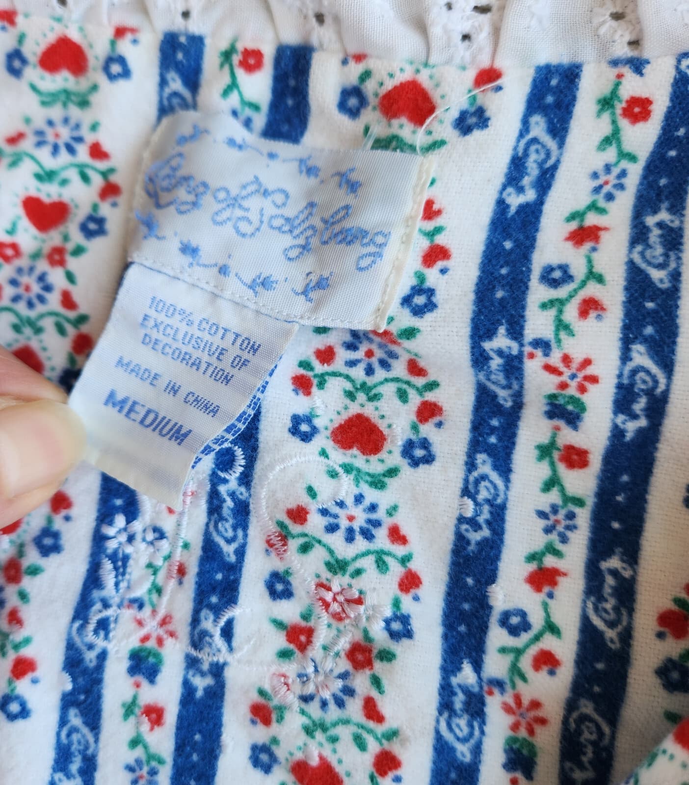 Lanz Of Salzburg Floral Flannel Lace Trim Nightgown Long Sleeve White Blue Sz.M - Thumbnail 17