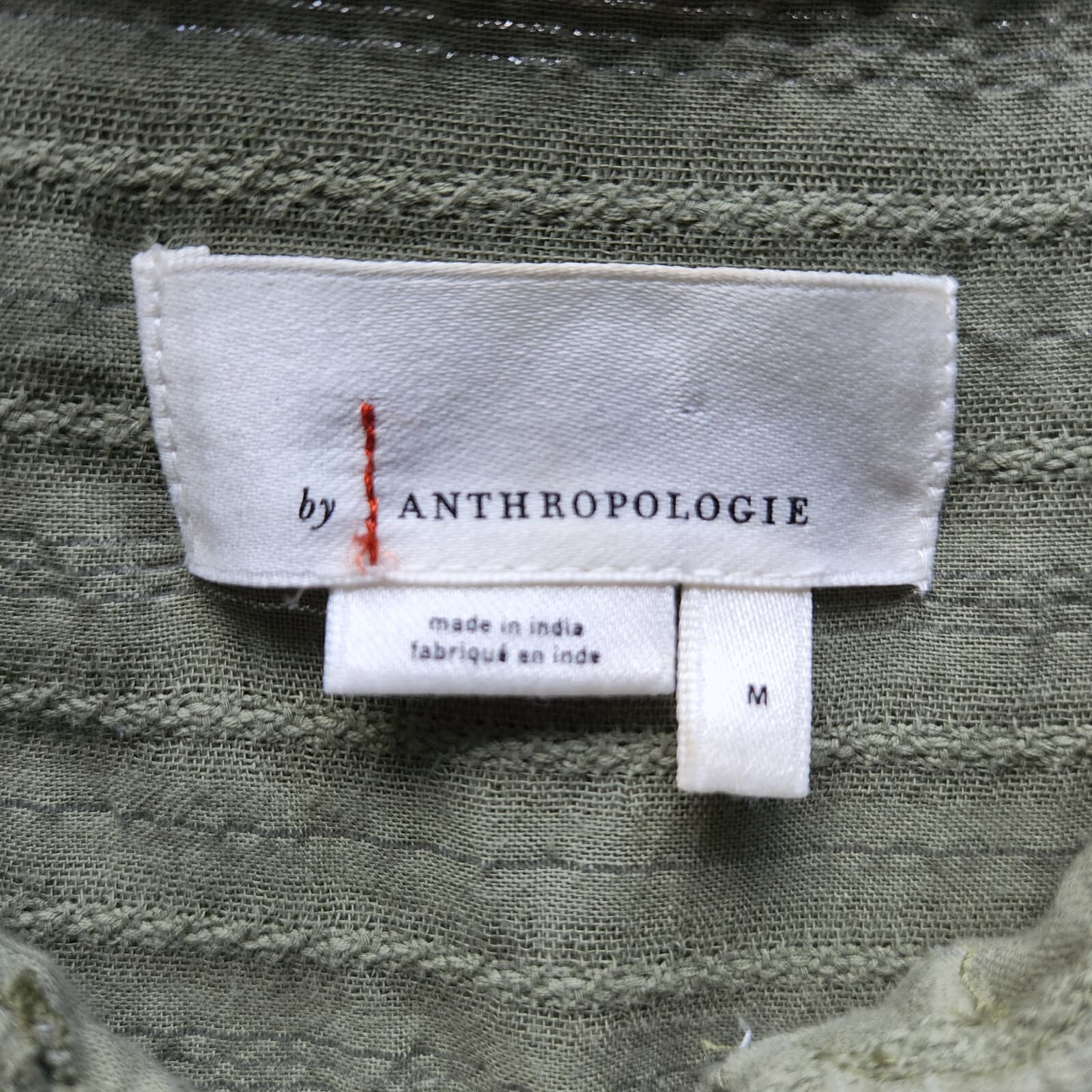 Anthropologie Pintuck Shirt Dress Button-Down Long Sleeve Green Meltaic Women M - Thumbnail 6