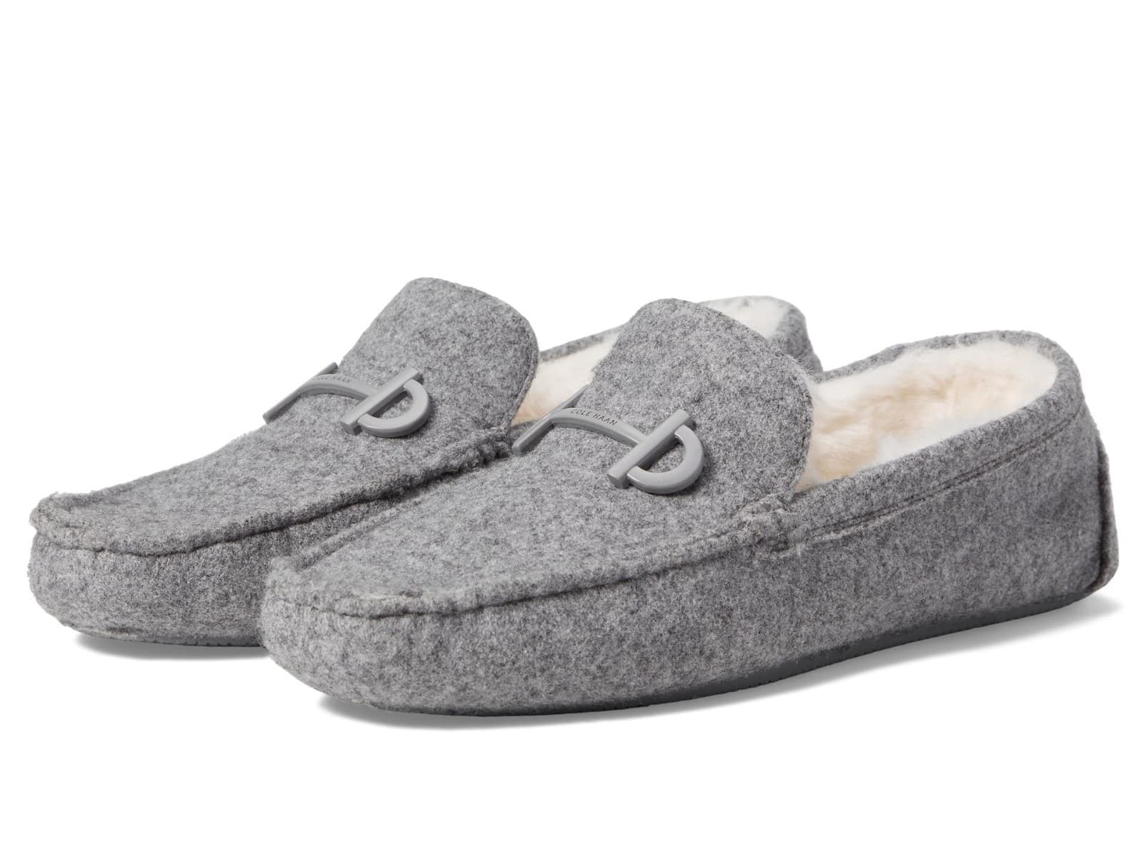 NWoB Cole Haan Tully Driver Felted Wool Faux Fur Lining Loafers Grey Women's 7B - Thumbnail 3