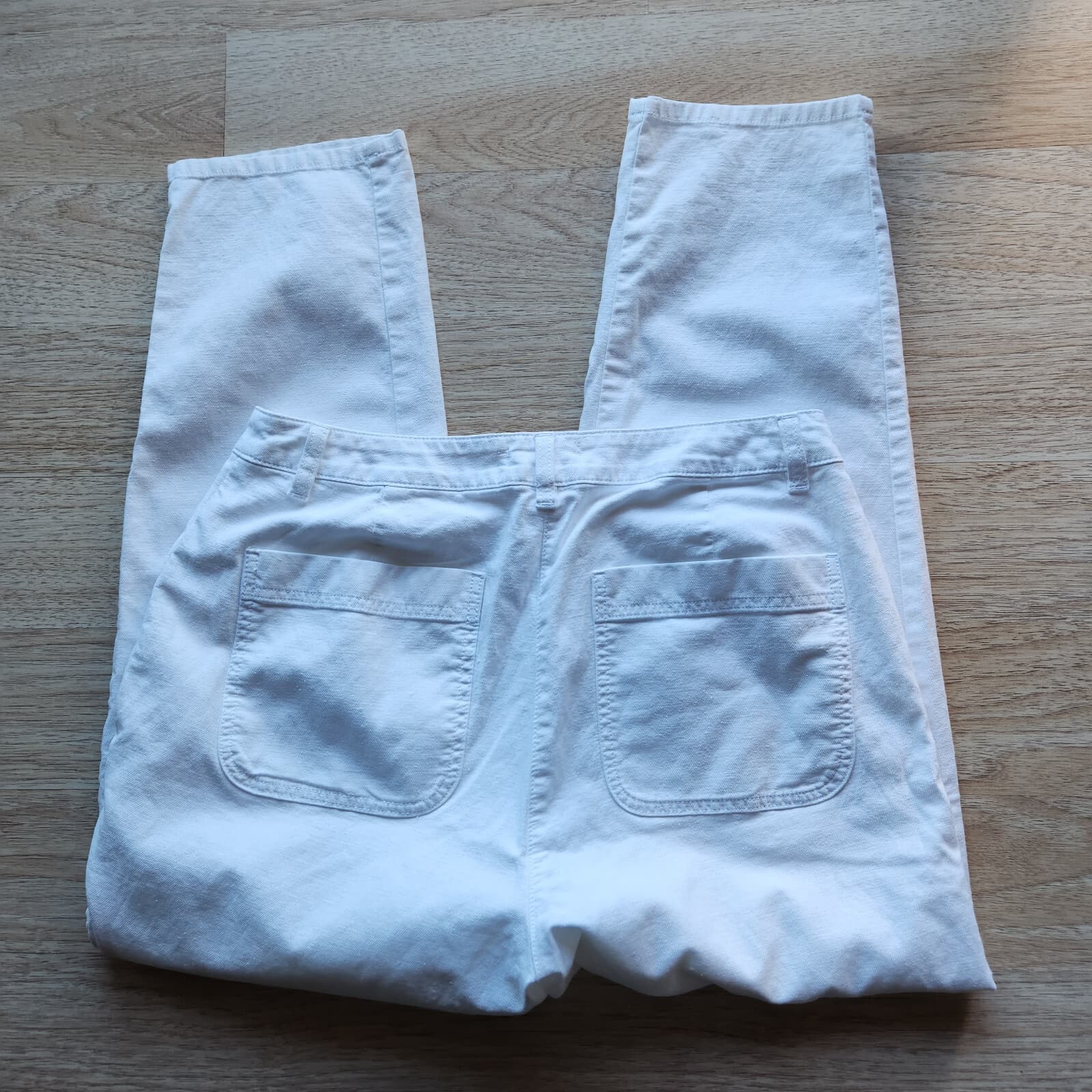 EILEEN FISHER Organic Cotton Hemp Tapered Crop Pants Zip Pocket White Women Sz.6 - Thumbnail 6