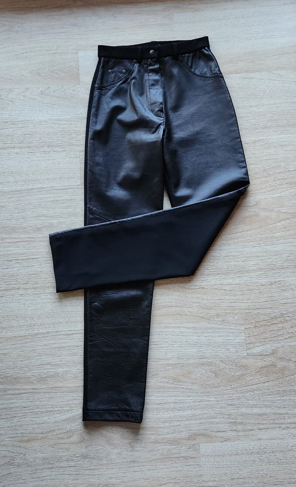 EUC Augustina Carmel by the Sea Leather Wearable Art Slim Pants Black Women S - Thumbnail 2
