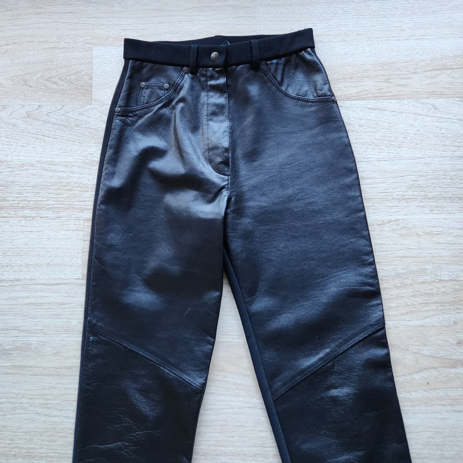 EUC Augustina Carmel by the Sea Leather Wearable Art Slim Pants Black Women S - Thumbnail 3