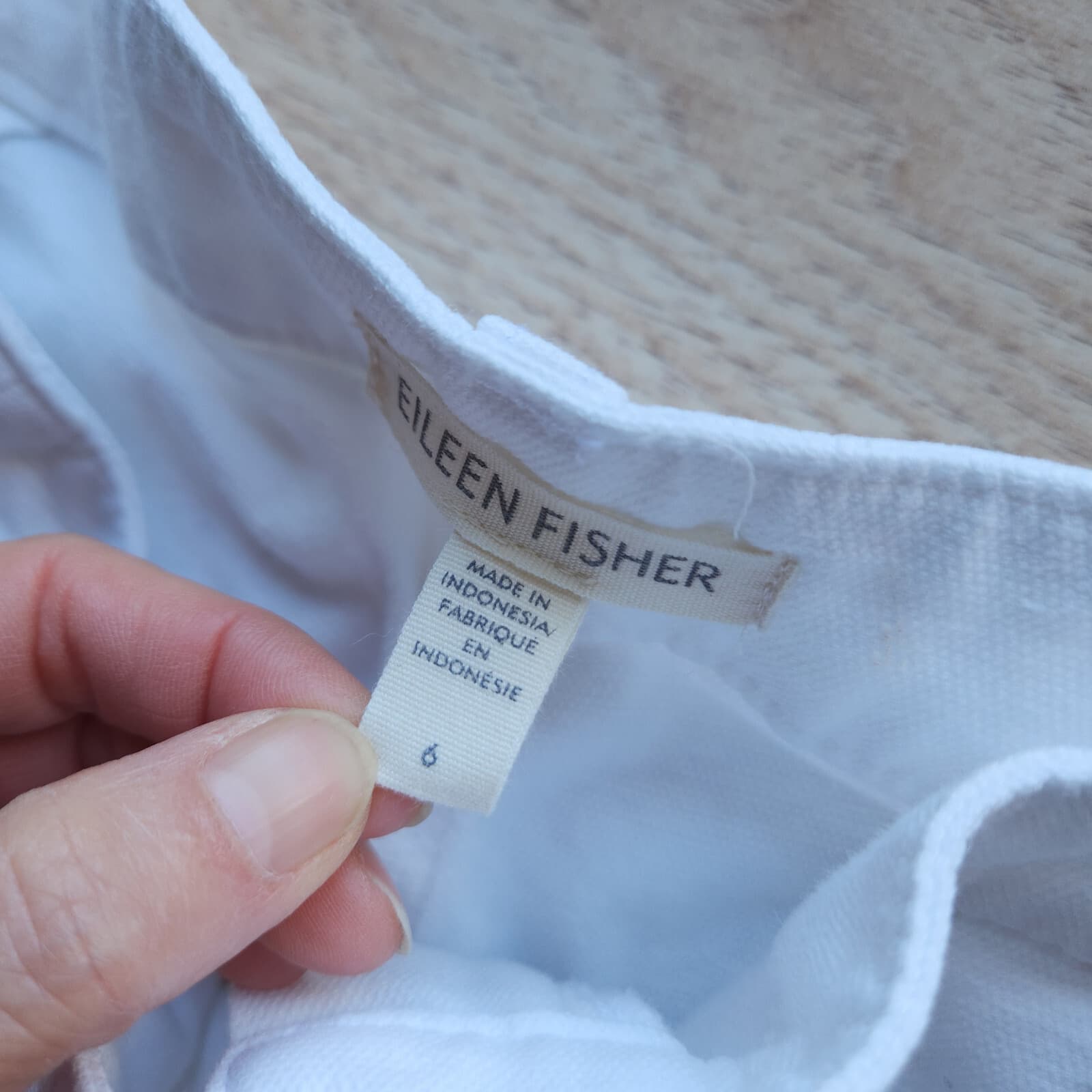 EILEEN FISHER Organic Cotton Hemp Tapered Crop Pants Zip Pocket White Women Sz.6 - Thumbnail 7