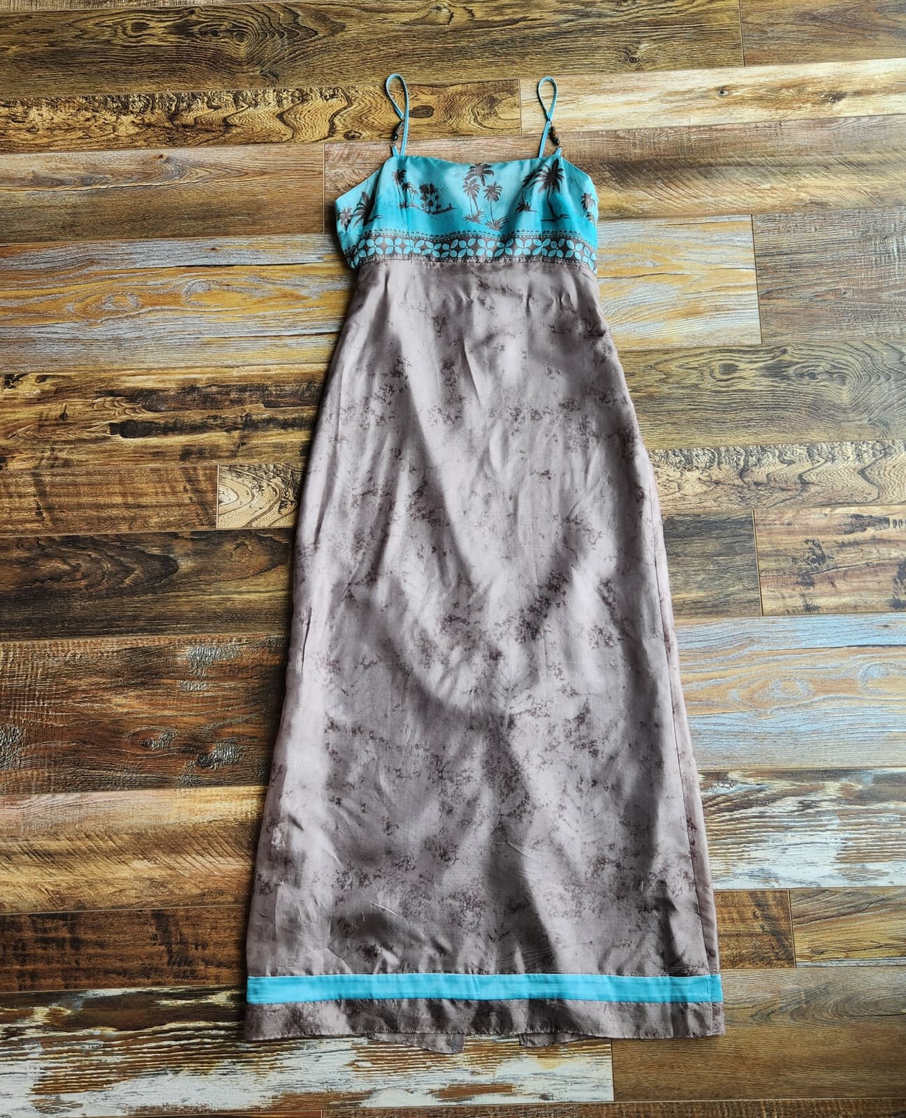 NWT Vintage Laundry by Shelli Segal Silk Maxi Slip Sun Dress Spaghetti Strap 6 - Thumbnail 7