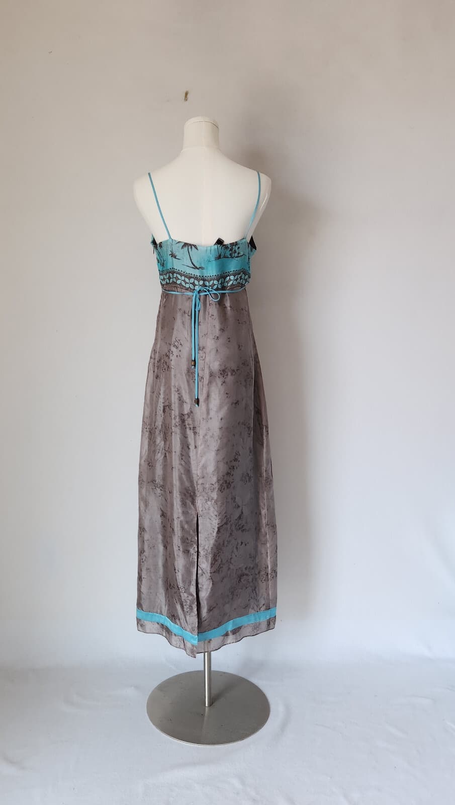 NWT Vintage Laundry by Shelli Segal Silk Maxi Slip Sun Dress Spaghetti Strap 6 - Thumbnail 6