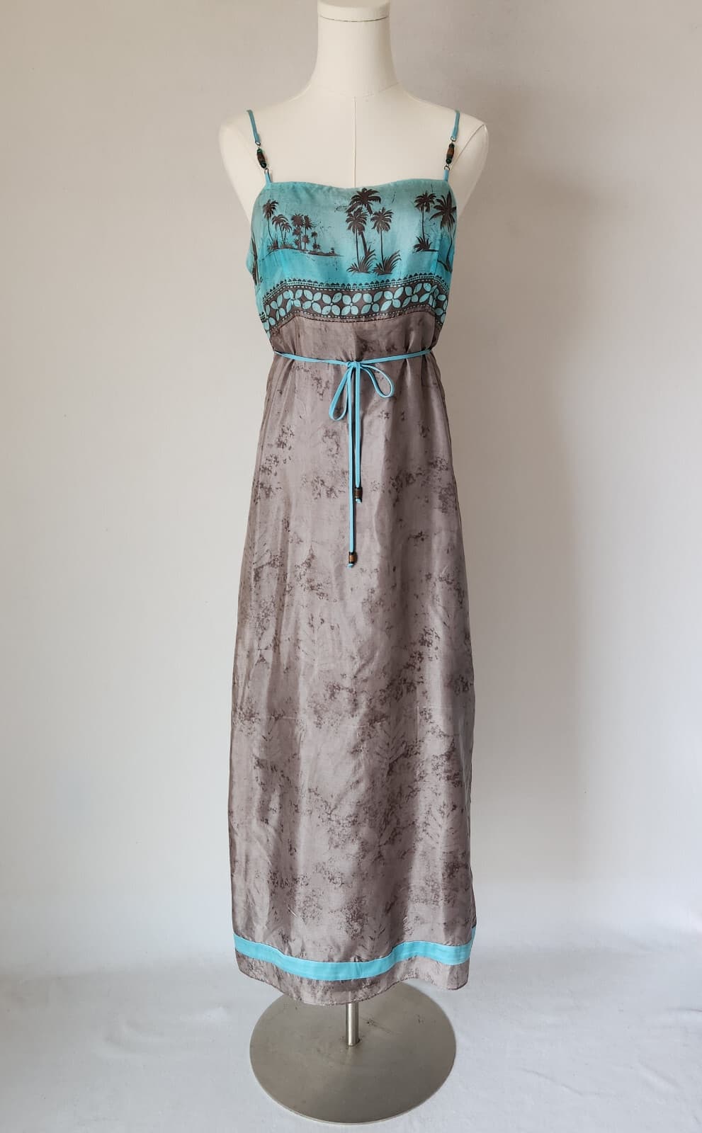 NWT Vintage Laundry by Shelli Segal Silk Maxi Slip Sun Dress Spaghetti Strap 6 - Thumbnail 3