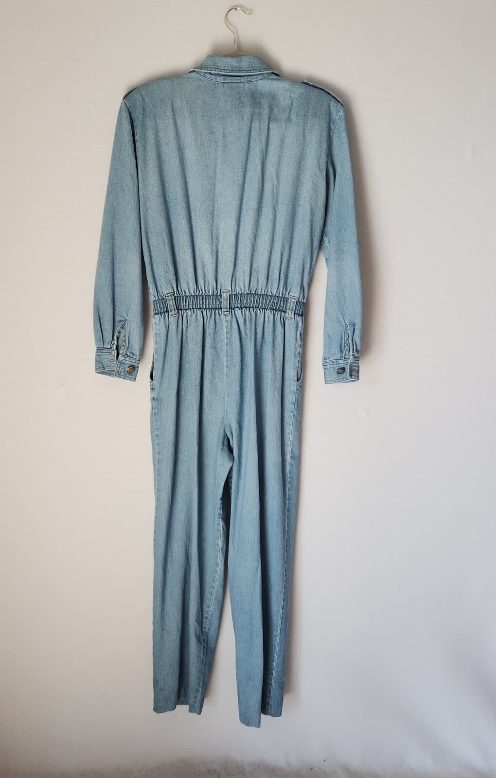 Vintage Saint Germain Paris Denim Jumpsuit Long Sleeve Blue Sz.S Made in USA - Thumbnail 3
