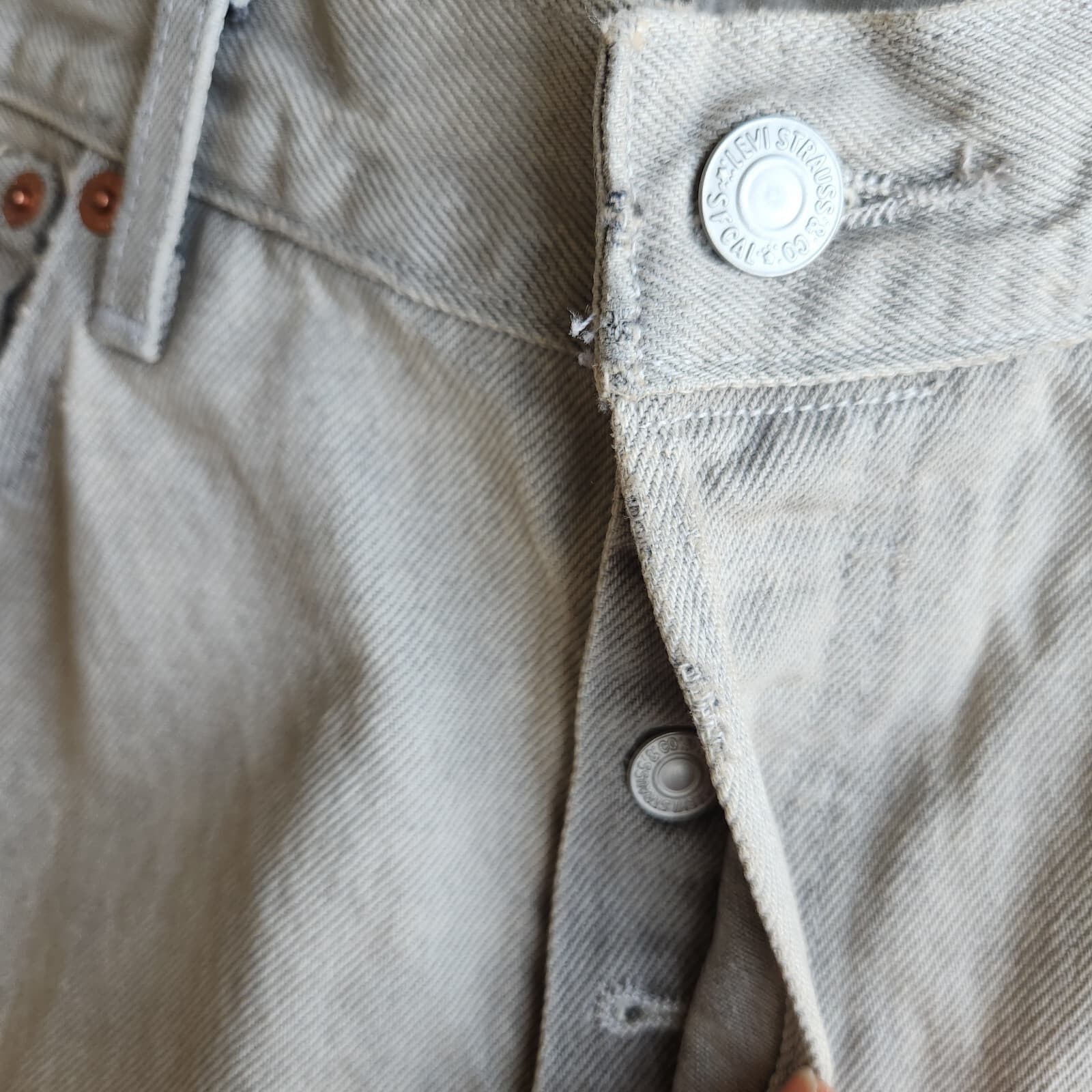Levi's Sample "Not For Resale" 501 Premium Big E Jeans Button Fly Grey Men's 32 - Thumbnail 5