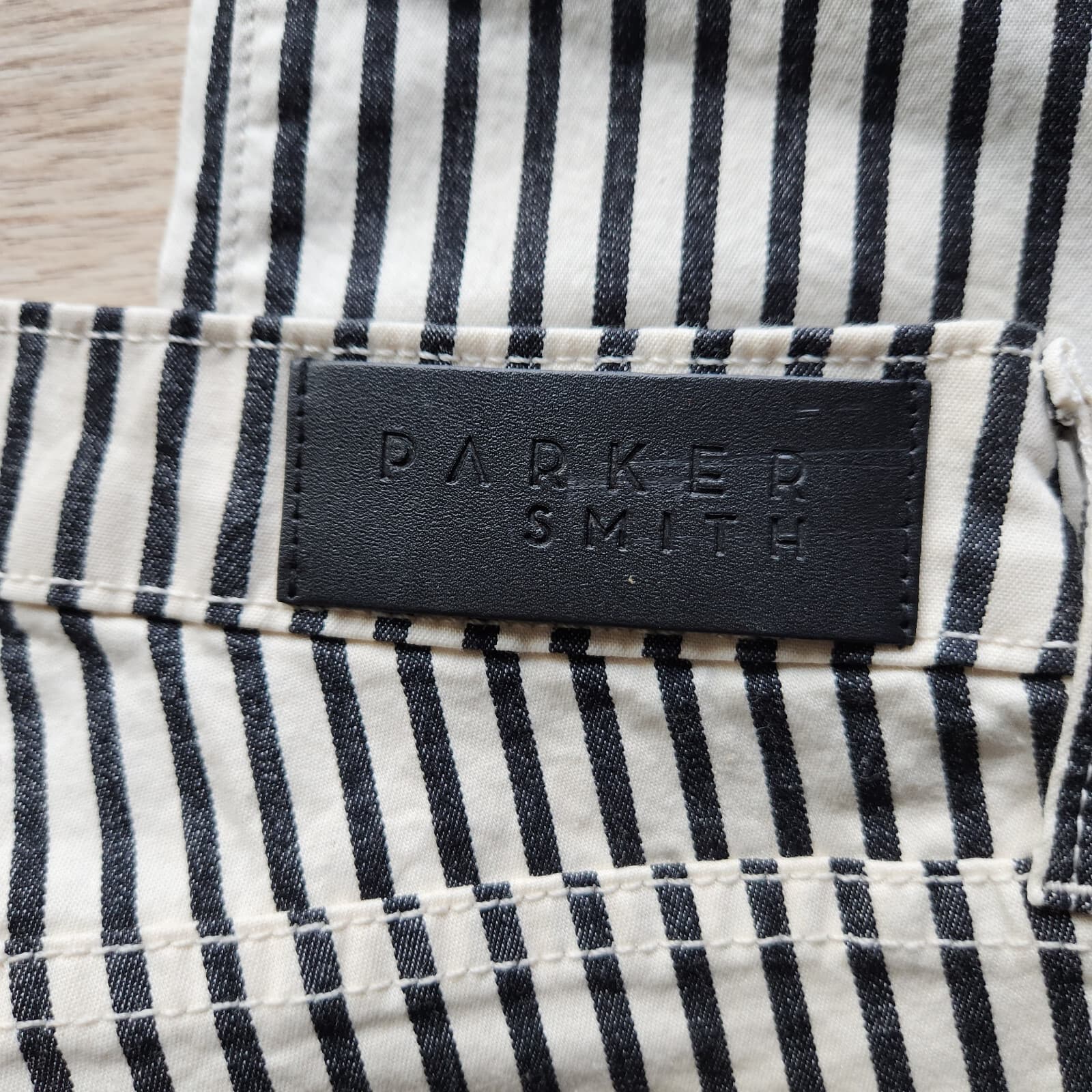 NWT Parker Smith Carbon Striped Straight Jeans Stretch Zip Pocket Women 27 $198 - Thumbnail 11