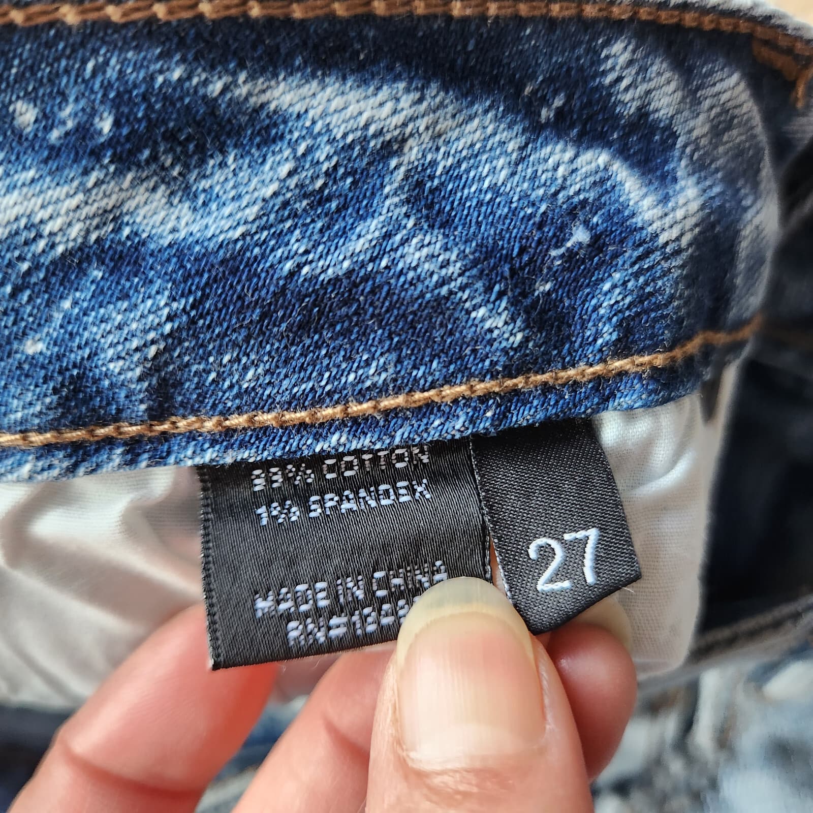 NWT Parker Smith Fringe Pin-Up Straight Jeans Zip Pocket Tidal Wave Blue Sz.27 - Thumbnail 6