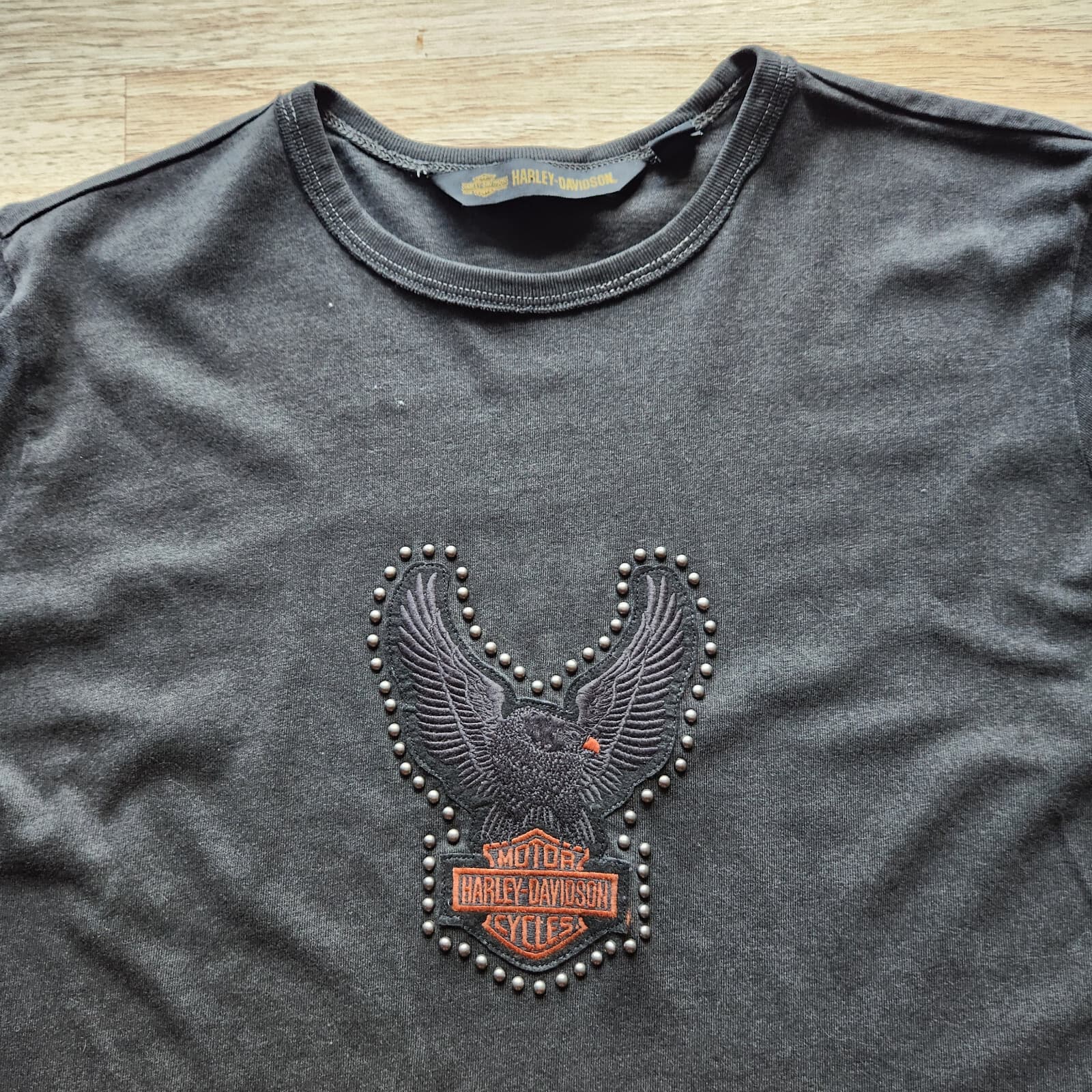 Vintage EUC Harley-Davidson Studded Logo Long Sleeve T-Shirt Black Grey Women 2W - Thumbnail 5
