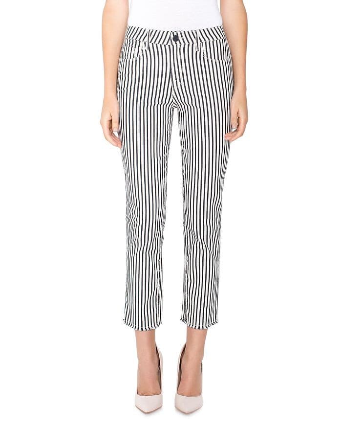 NWT Parker Smith Carbon Striped Straight Jeans Stretch Zip Pocket Women 27 $198 - Thumbnail 3