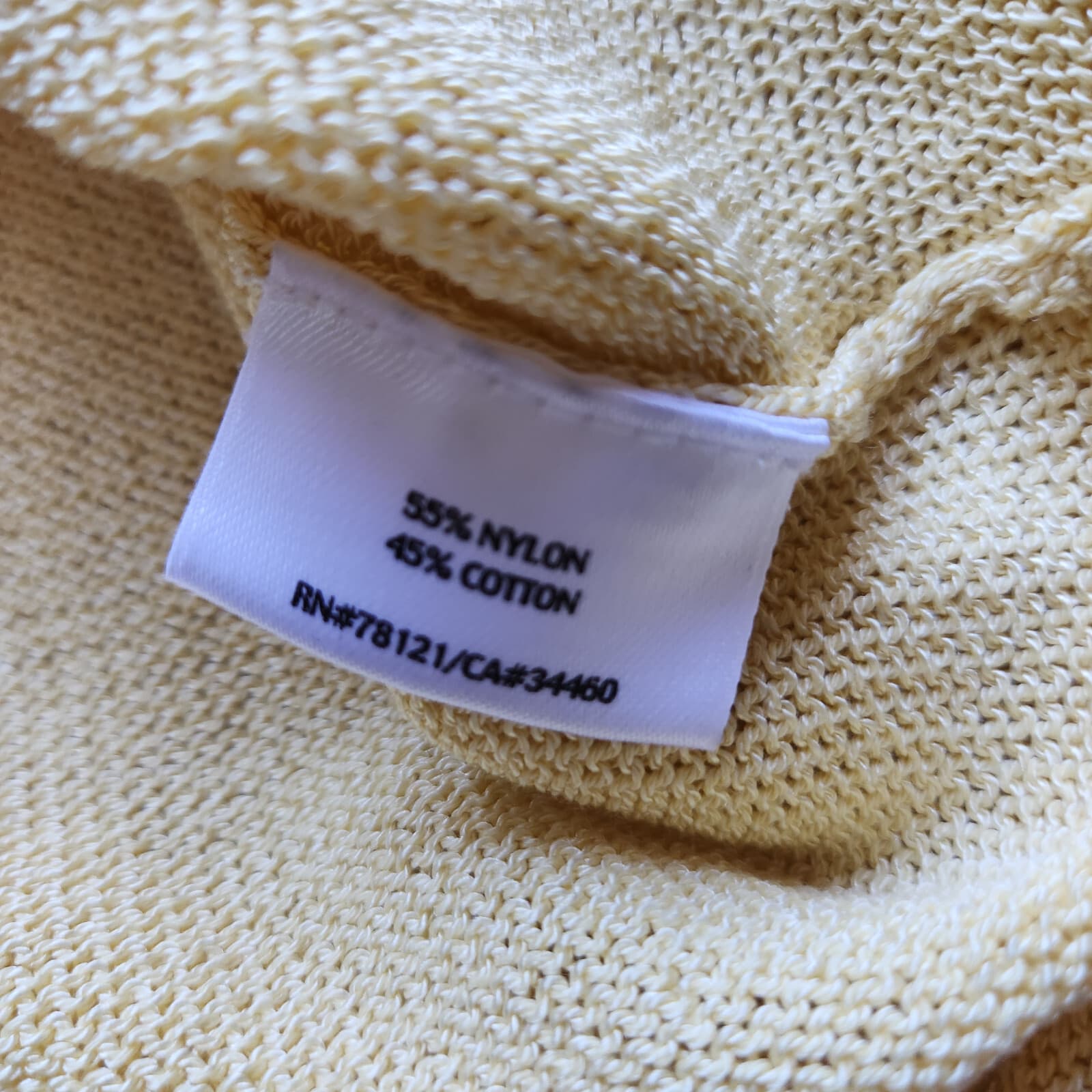 Vintage EIEEN FISHER Italian Yarn Cotton Blend Knit Top Sweater V-Neck Yellow S - Thumbnail 7