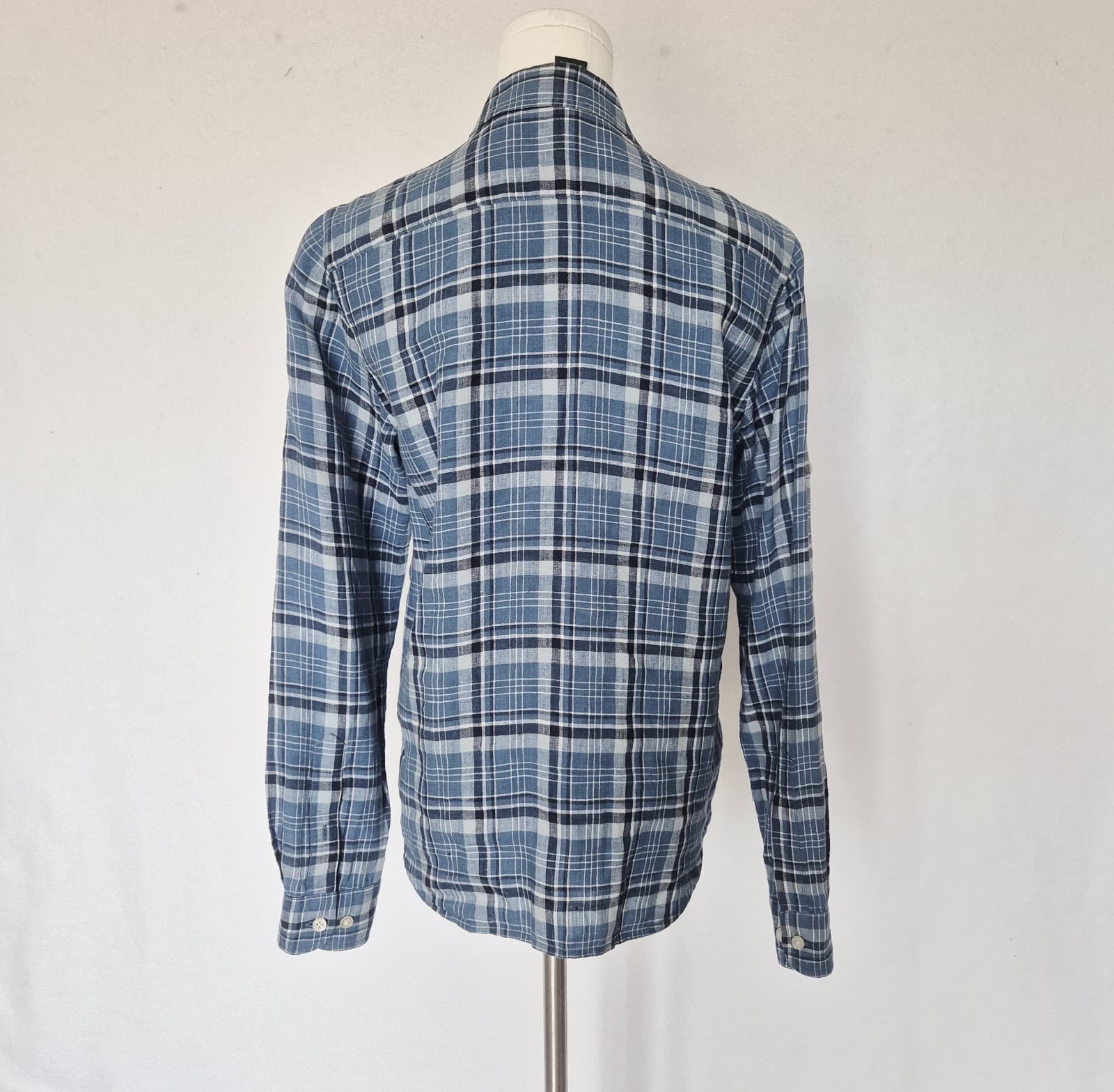 Vintage Lauren Ralph Lauren Linen Blue Plaid Button-Up Shirt Long Sleeve Size PS - Thumbnail 9