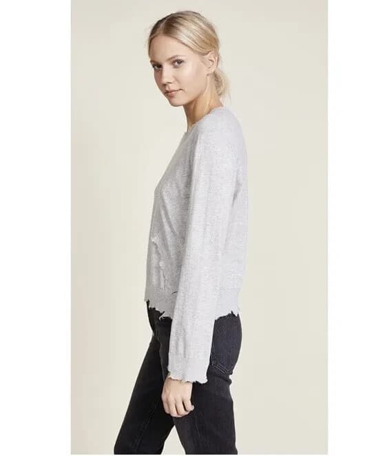 IRO. Jeans Gnasp Distressed Sweater Long Sleeve Cotton Cashmere Light Grey Sz.S - Thumbnail 3