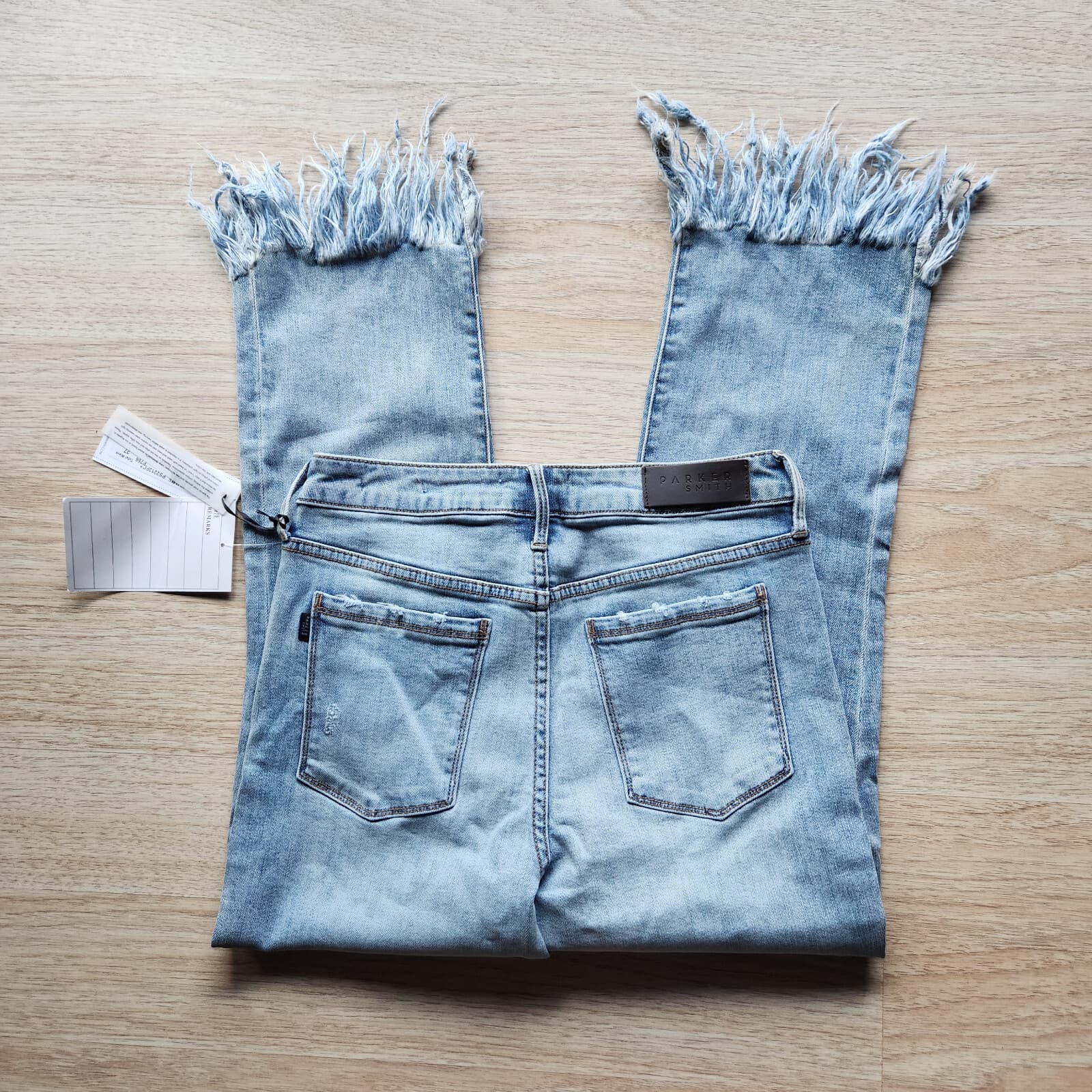 NWT Parker Smith Fringe Pin-Up Straight Jeans Zip Pocket Tidal Wave Blue Sz.27 - Thumbnail 8