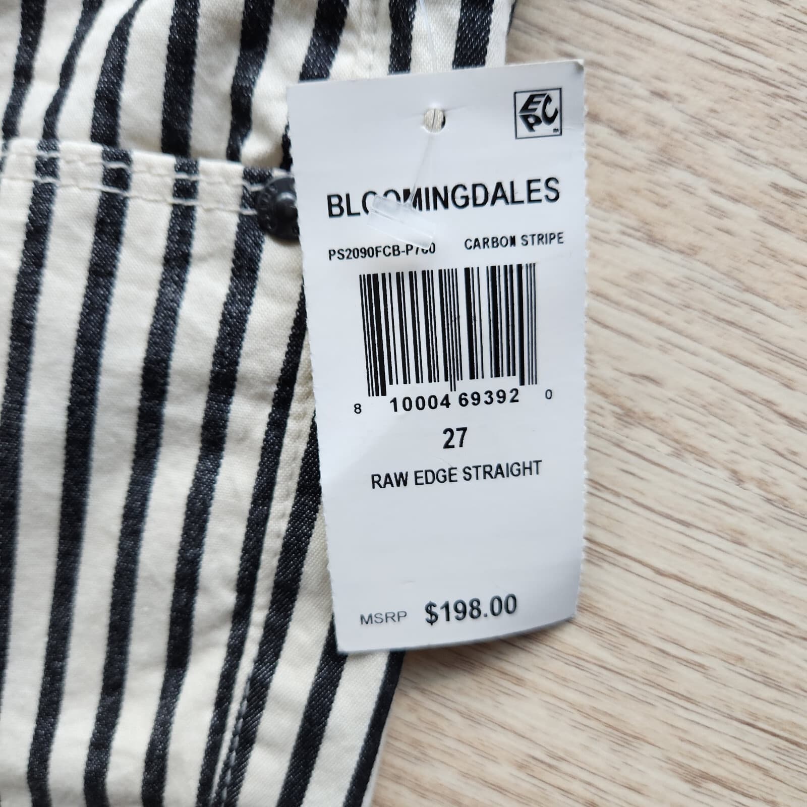 NWT Parker Smith Carbon Striped Straight Jeans Stretch Zip Pocket Women 27 $198 - Thumbnail 7