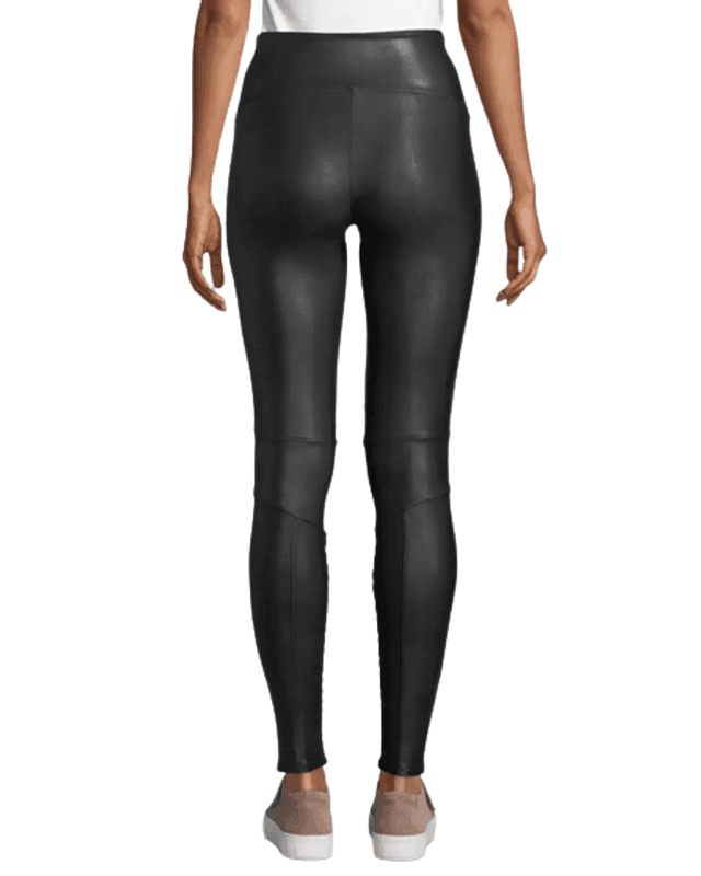 SPANX Faux Leather Moto Leggings Pintuck High Rise Metallic Black Women's S - Thumbnail 6
