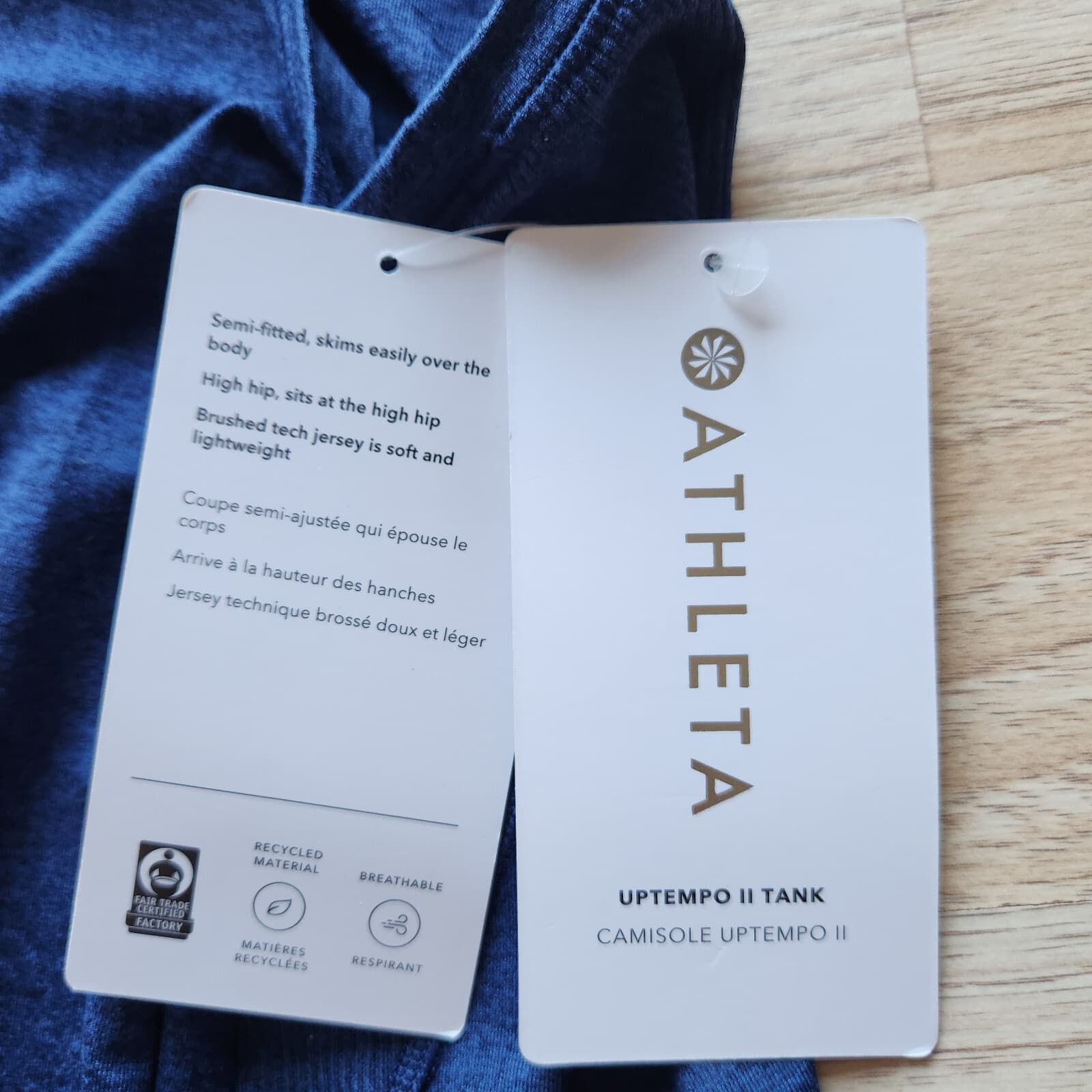 NWT Athleta $55 Uptempo II Tank Top Semi-Fitted Scoop Neck Blue Women's 1X - Thumbnail 9