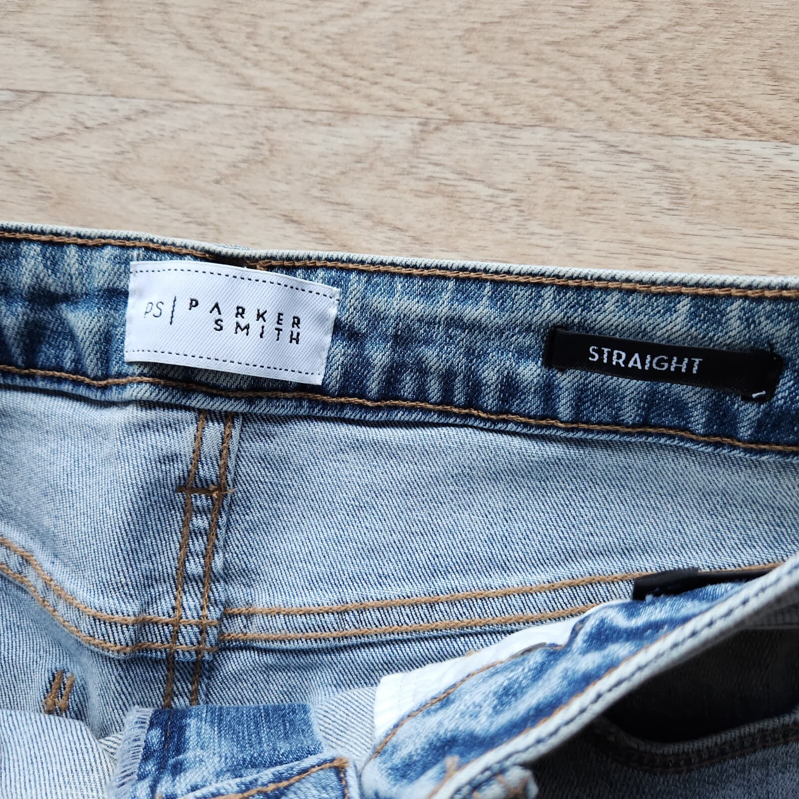 NWT Parker Smith Fringe Pin-Up Straight Jeans Zip Pocket Tidal Wave Blue Sz.27 - Thumbnail 5