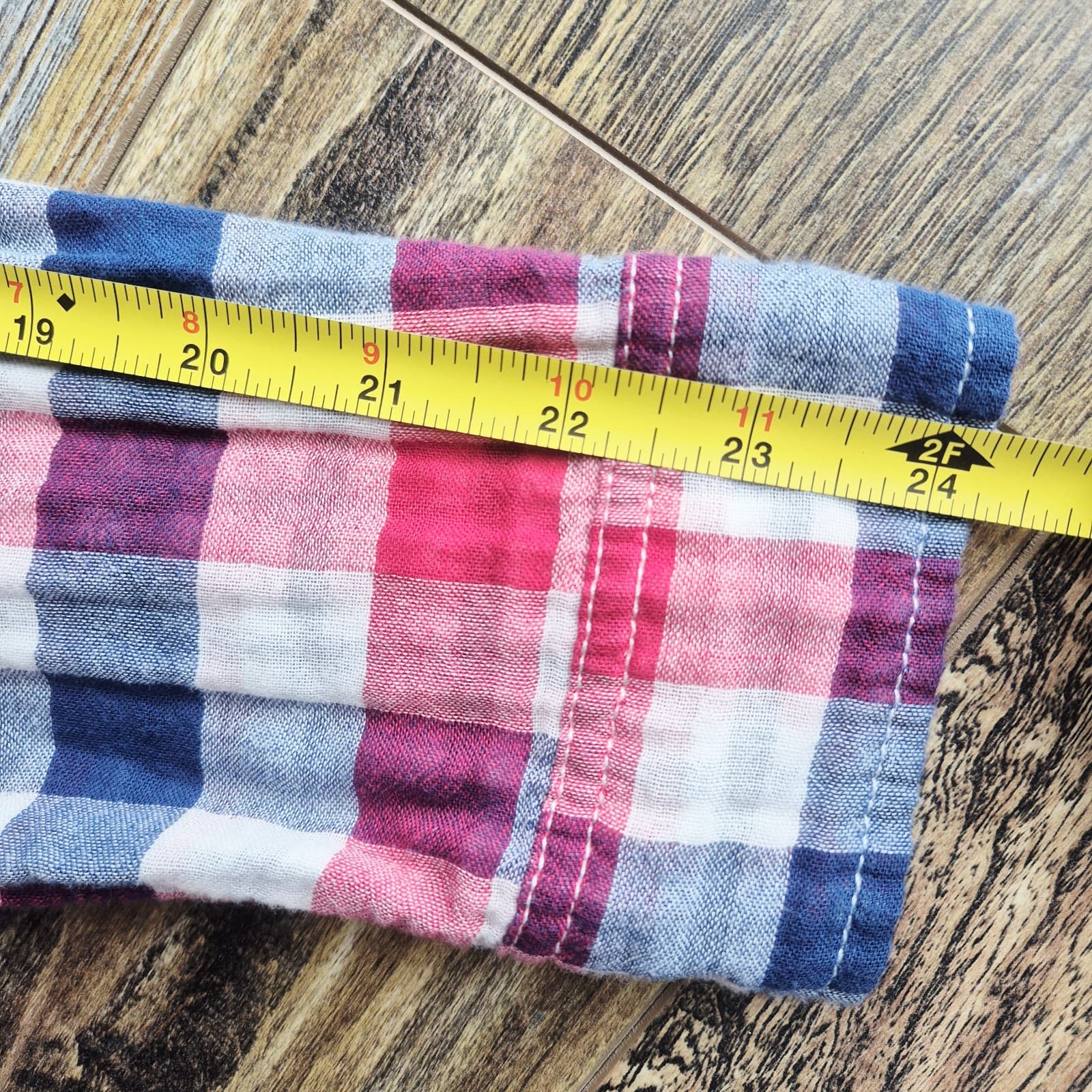 Madewell Ex-Boyfriend Emmett Double Gauze Flannel Shirt Plaid Red Blue Womens L - Thumbnail 11