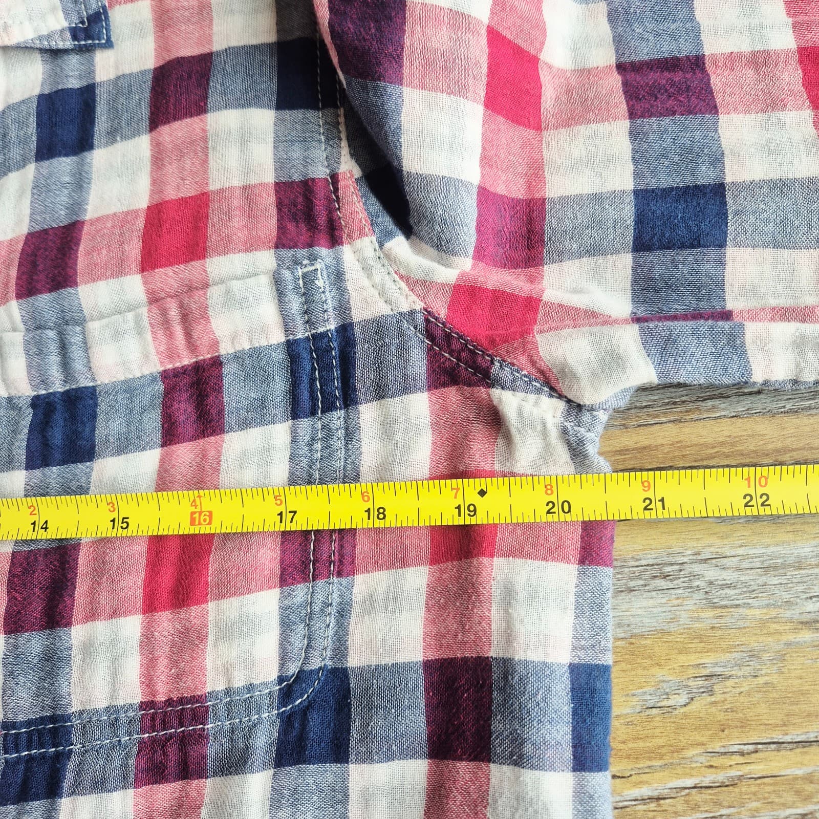 Madewell Ex-Boyfriend Emmett Double Gauze Flannel Shirt Plaid Red Blue Womens L - Thumbnail 12