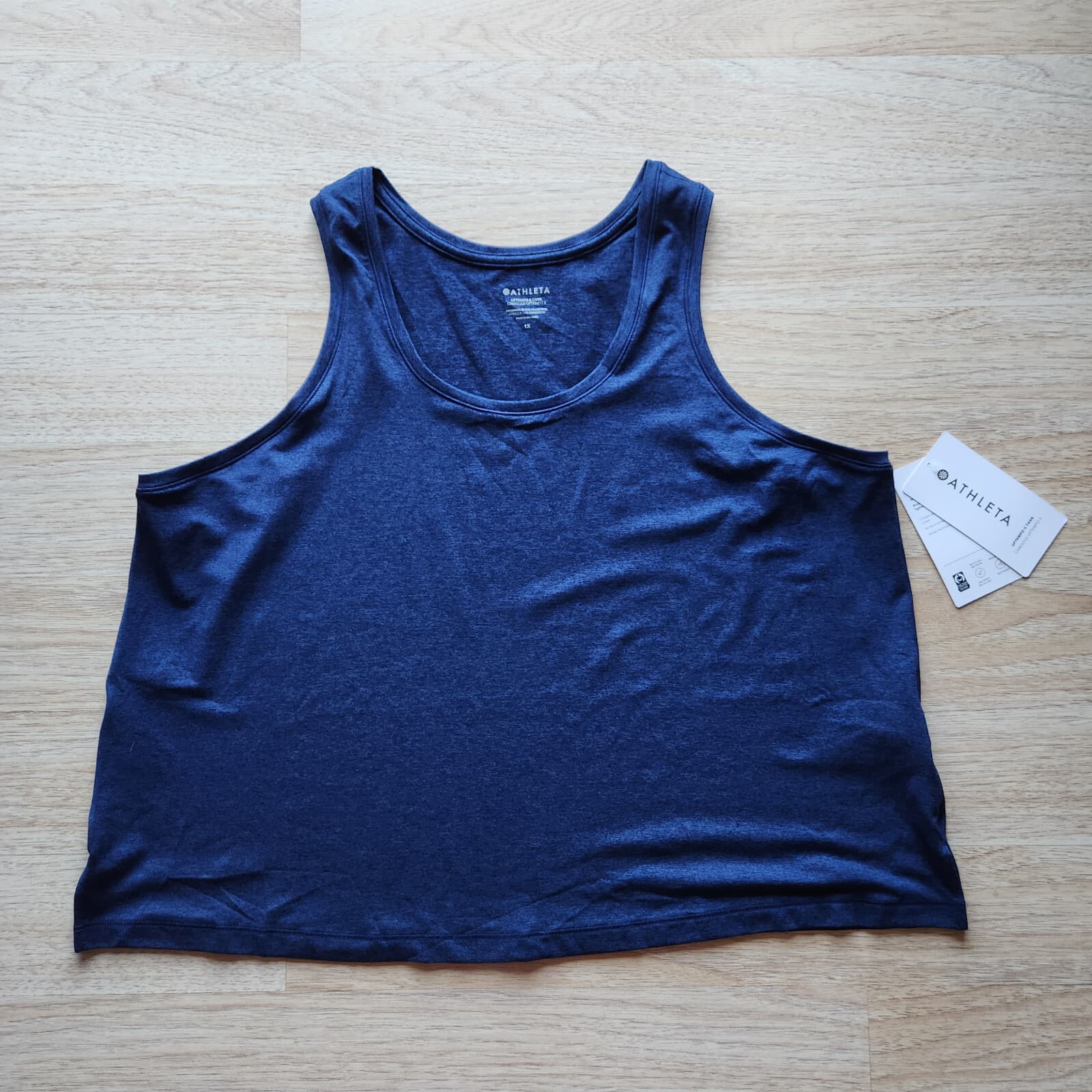 NWT Athleta $55 Uptempo II Tank Top Semi-Fitted Scoop Neck Blue Women's 1X - Thumbnail 6