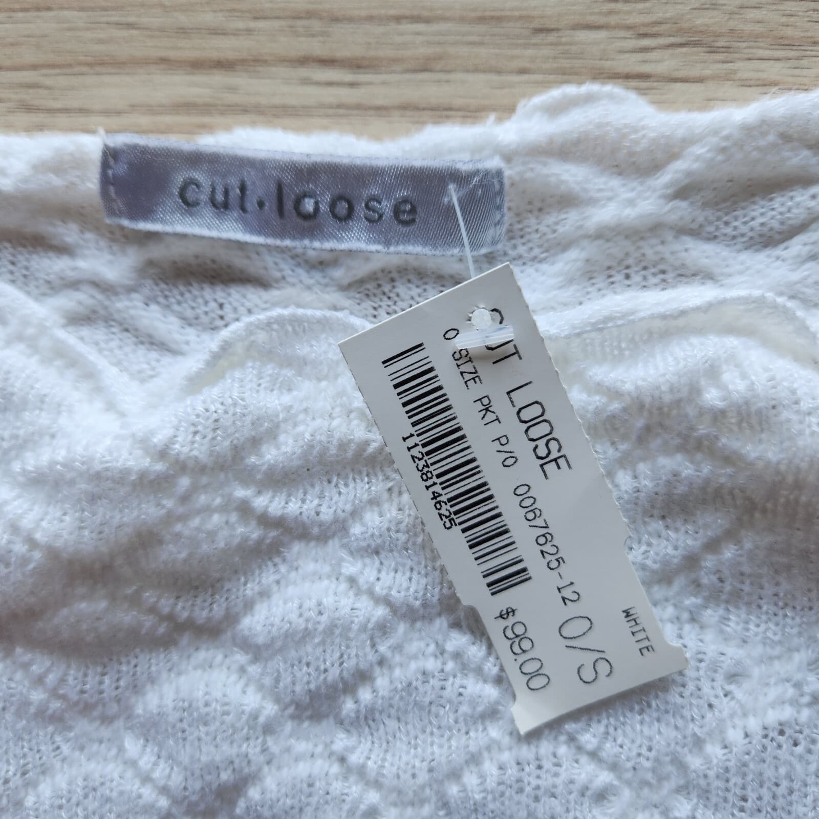 NWT Cut Loose $99 Waffle Texture Knit Tunic Top Long Sleeve White Oversize S - Thumbnail 7