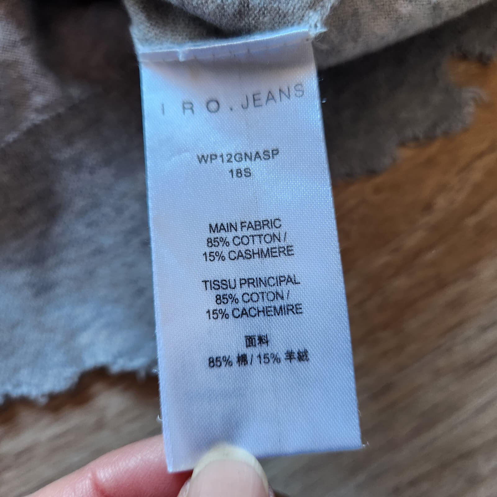 IRO. Jeans Gnasp Distressed Sweater Long Sleeve Cotton Cashmere Light Grey Sz.S - Thumbnail 11