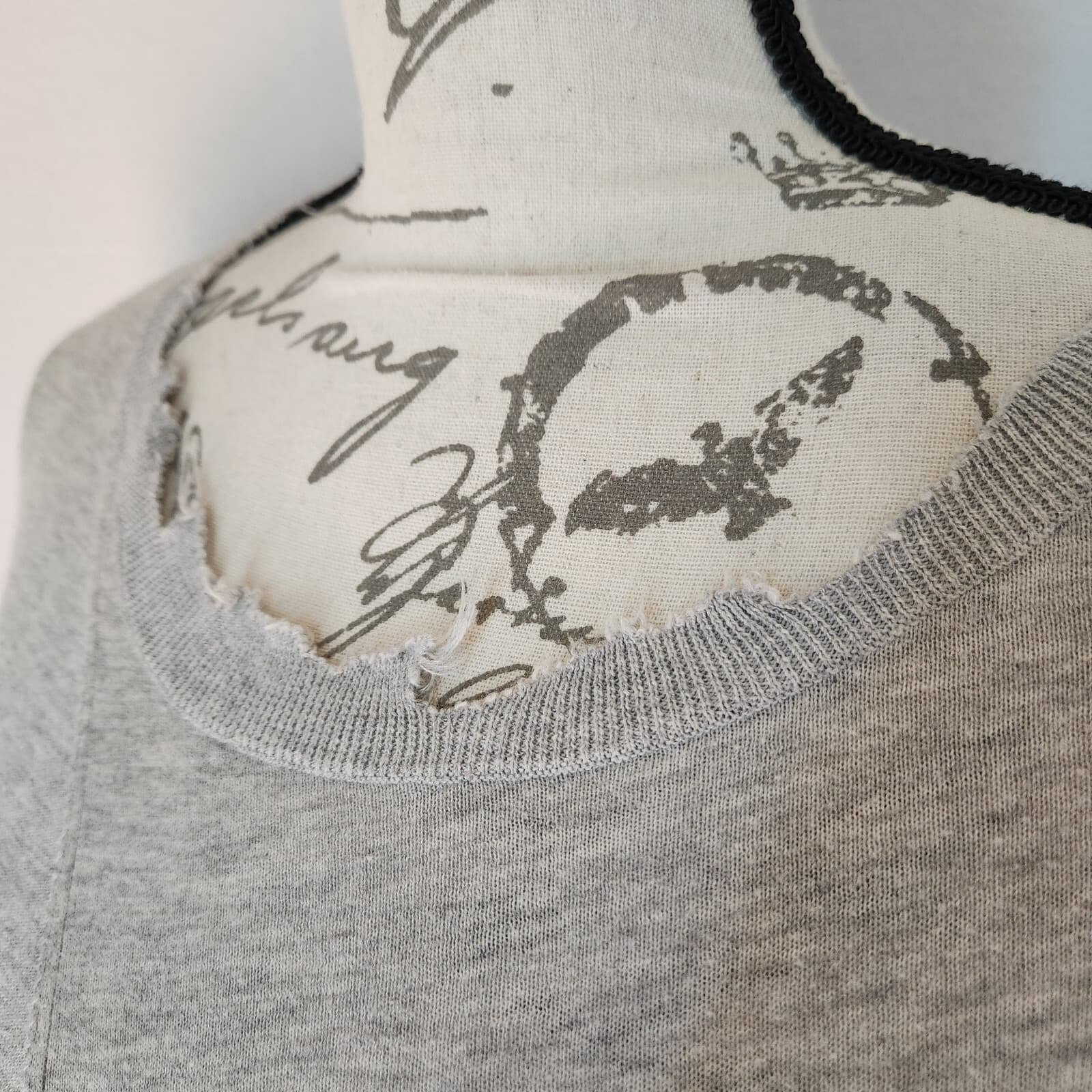 IRO. Jeans Gnasp Distressed Sweater Long Sleeve Cotton Cashmere Light Grey Sz.S - Thumbnail 6