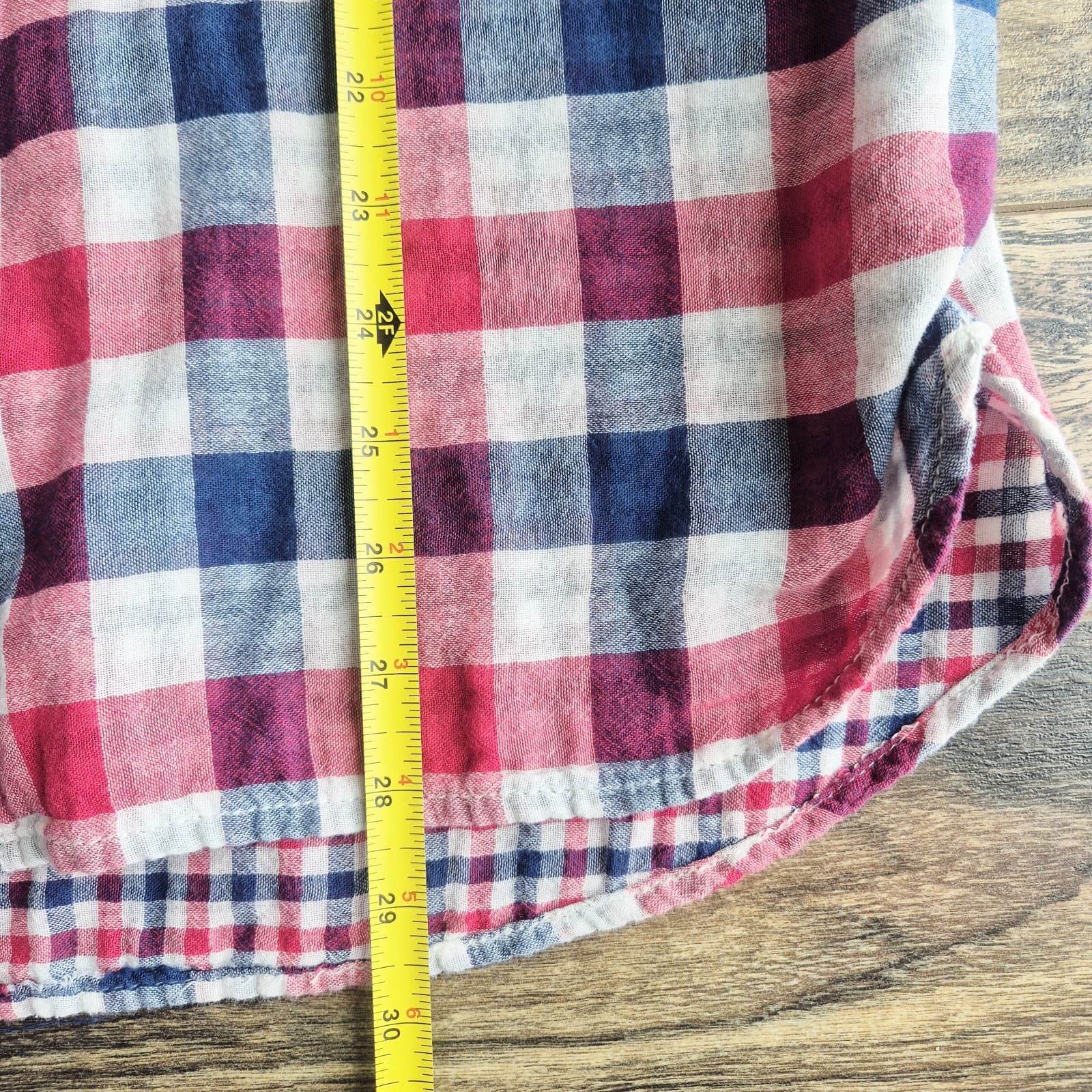 Madewell Ex-Boyfriend Emmett Double Gauze Flannel Shirt Plaid Red Blue Womens L - Thumbnail 13