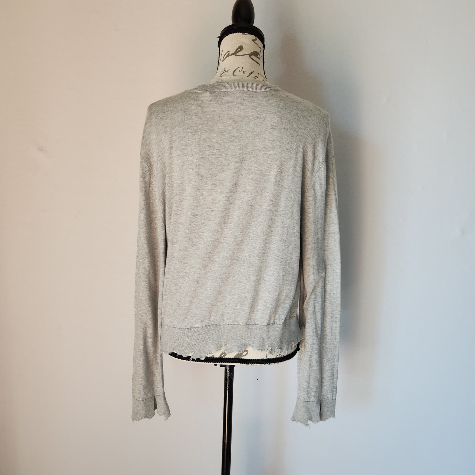 IRO. Jeans Gnasp Distressed Sweater Long Sleeve Cotton Cashmere Light Grey Sz.S - Thumbnail 7