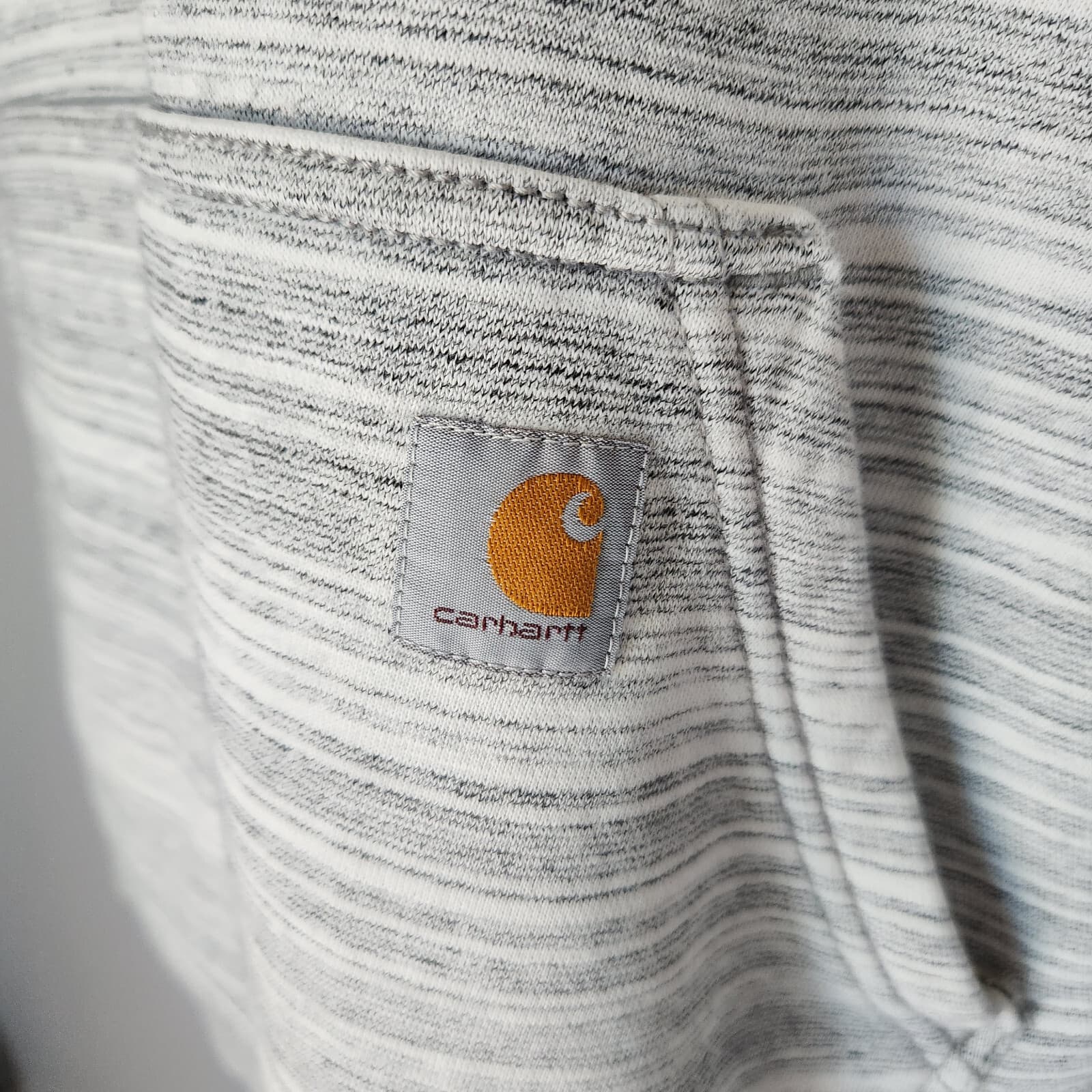 Carhartt Clarksburg Half Zip Hooded Sweatshirt Pocket Striped Grey Girl L 12/14 - Thumbnail 4