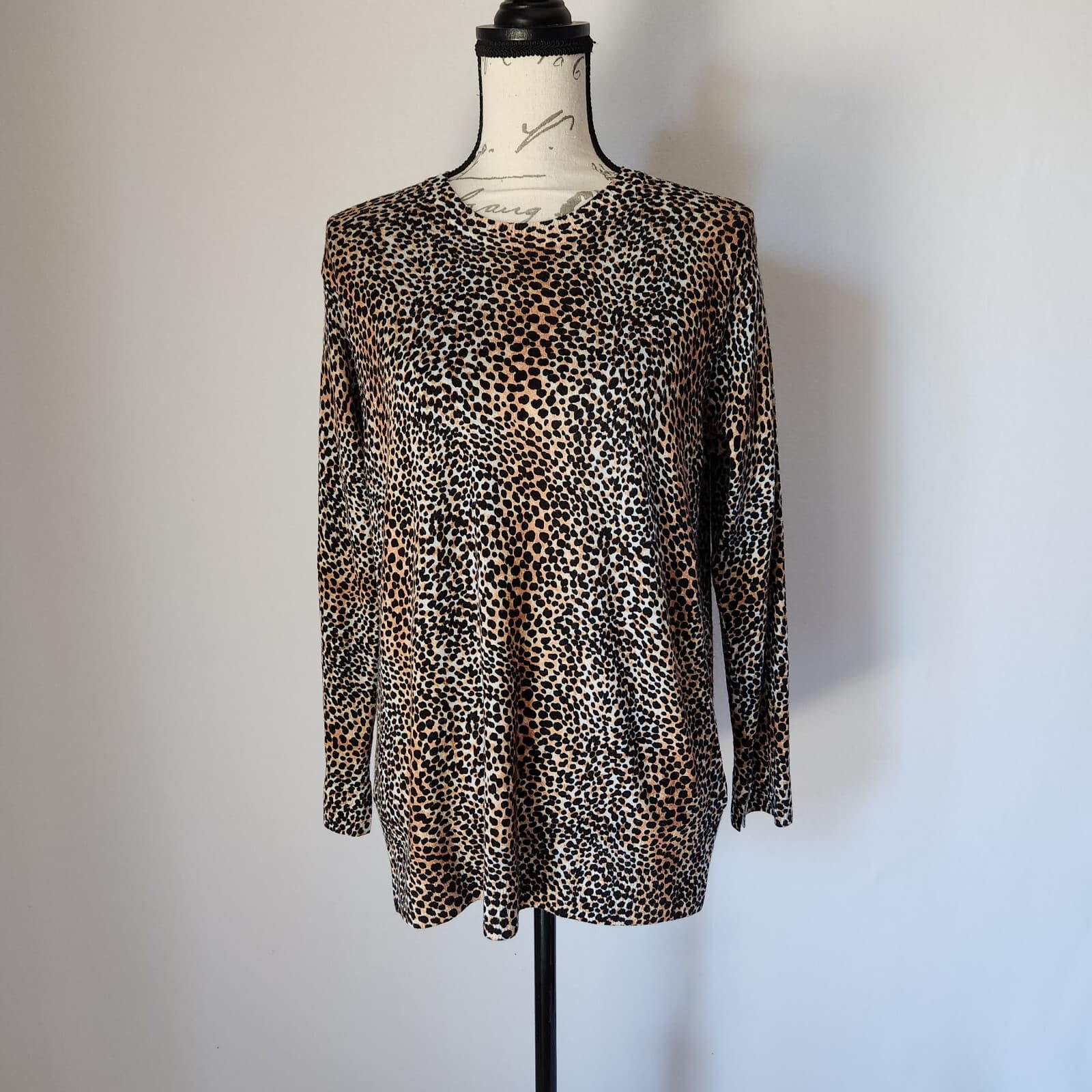 EQUIPMENT Femme 100% Wool Leopard Sweater Crew Neck Long Sleeve Brown Women's S - Thumbnail 2