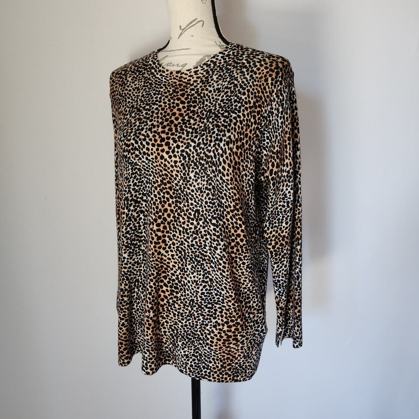 EQUIPMENT Femme 100% Wool Leopard Sweater Crew Neck Long Sleeve Brown Women's S - Thumbnail 3