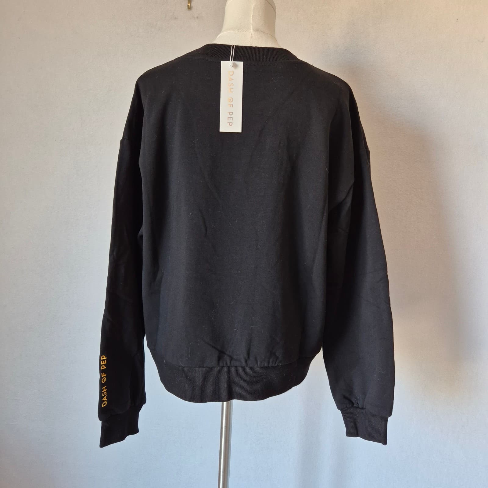 NWT Dash Of Pep Therapy & Cheese Pearl Crystal Embellished Sweatshirt Black Sz.M - Thumbnail 7