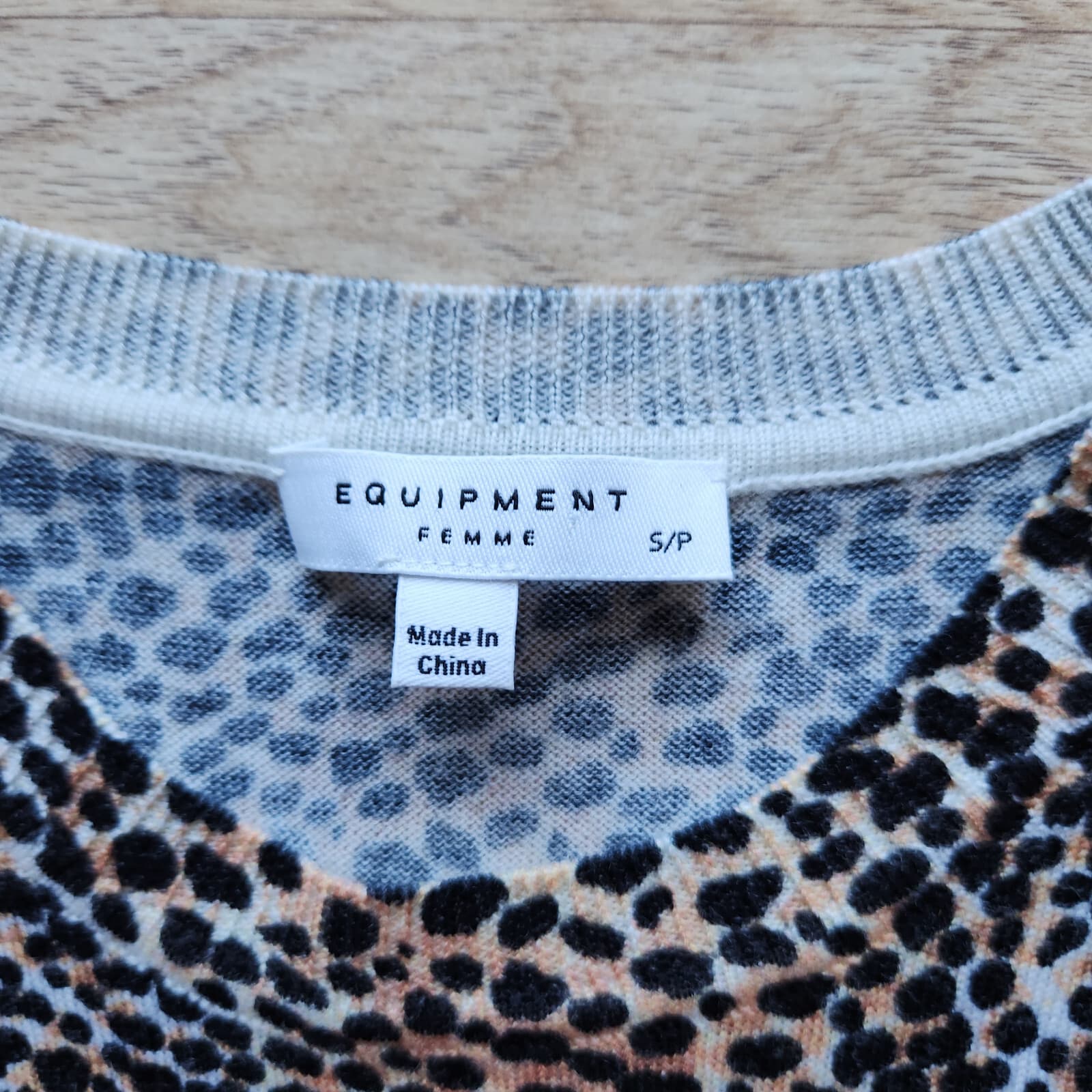 EQUIPMENT Femme 100% Wool Leopard Sweater Crew Neck Long Sleeve Brown Women's S - Thumbnail 8