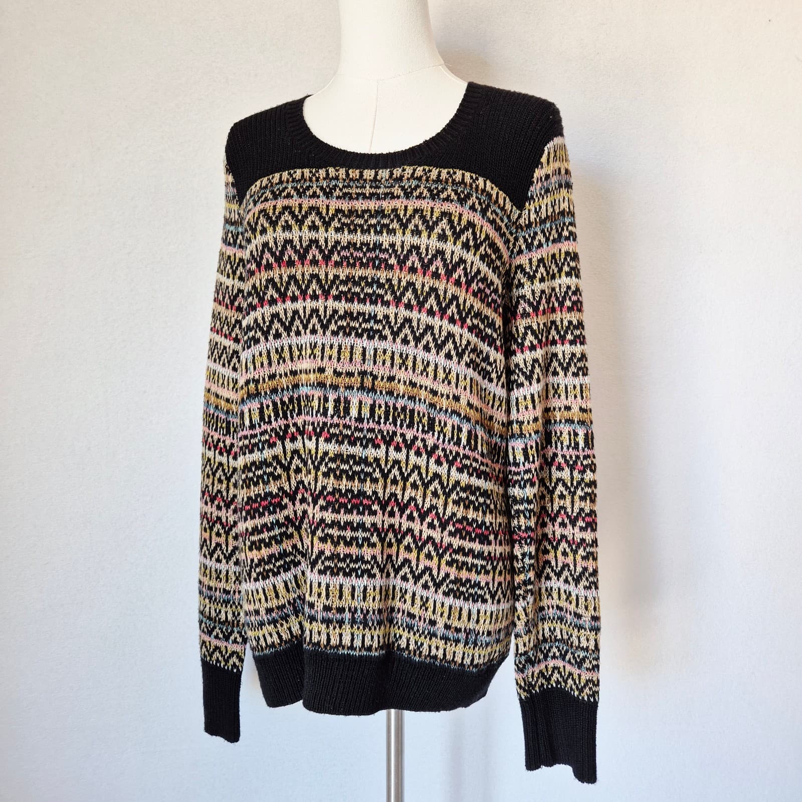 Theory Hadar Chunky Silk Sweater Crew Neck Multcolor Linen Silk Cotton Women's M - Thumbnail 2