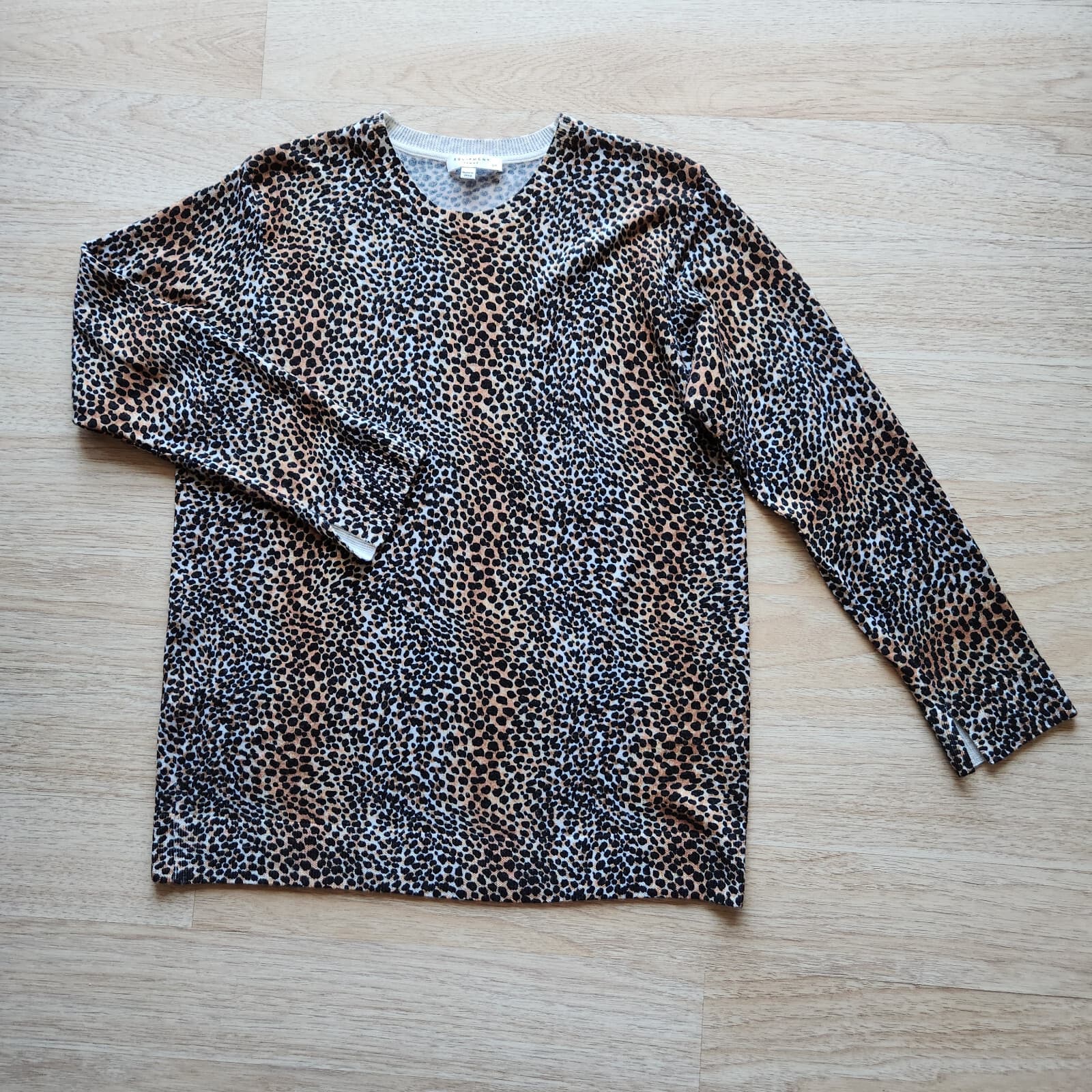 EQUIPMENT Femme 100% Wool Leopard Sweater Crew Neck Long Sleeve Brown Women's S - Thumbnail 4